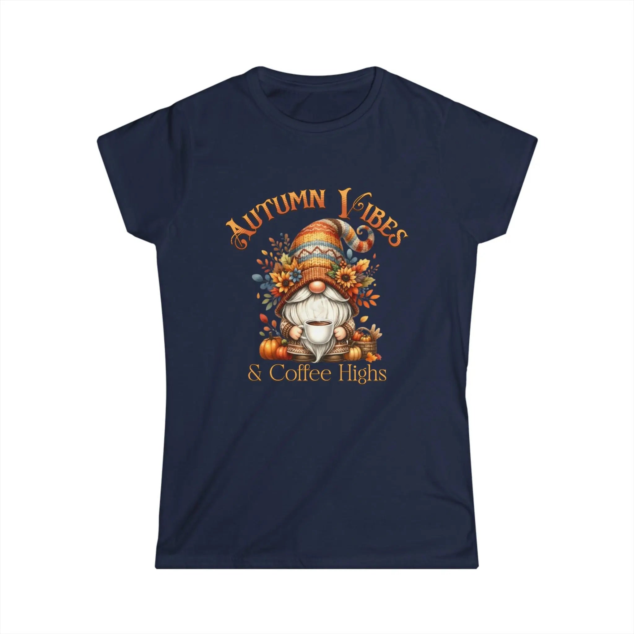 Autumn Vibes T-shirt, Cozy Fall Shirt, Gnome Lover Gift, Seasonal Graphic Tee, Coffee Lovers Apparel, Thanksgiving Outfit Printify