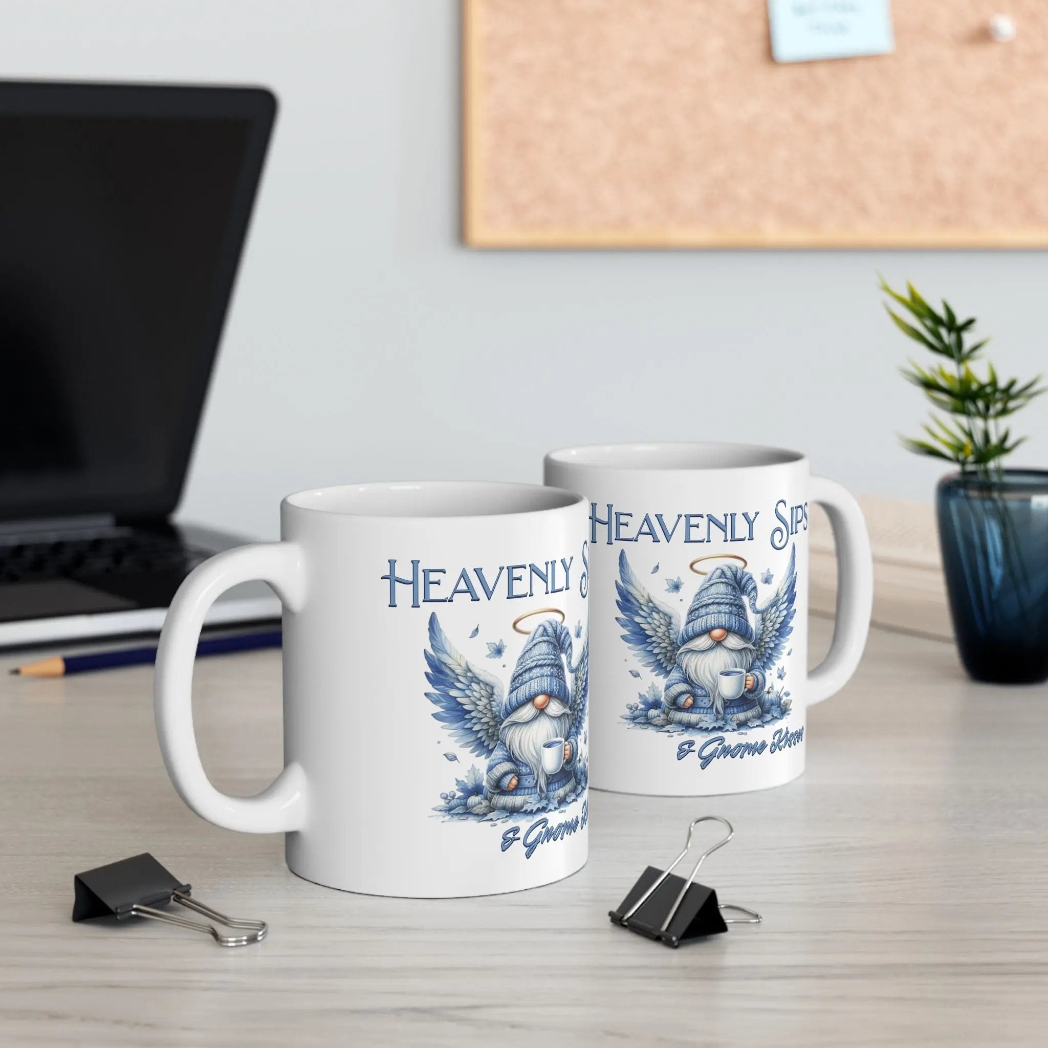 Heavenly Sips Ceramic Mug - 11oz, Inspirational Coffee Cup, Gifts for Tea Lovers, Unique Kitchen Decor, Angelic Design Printify