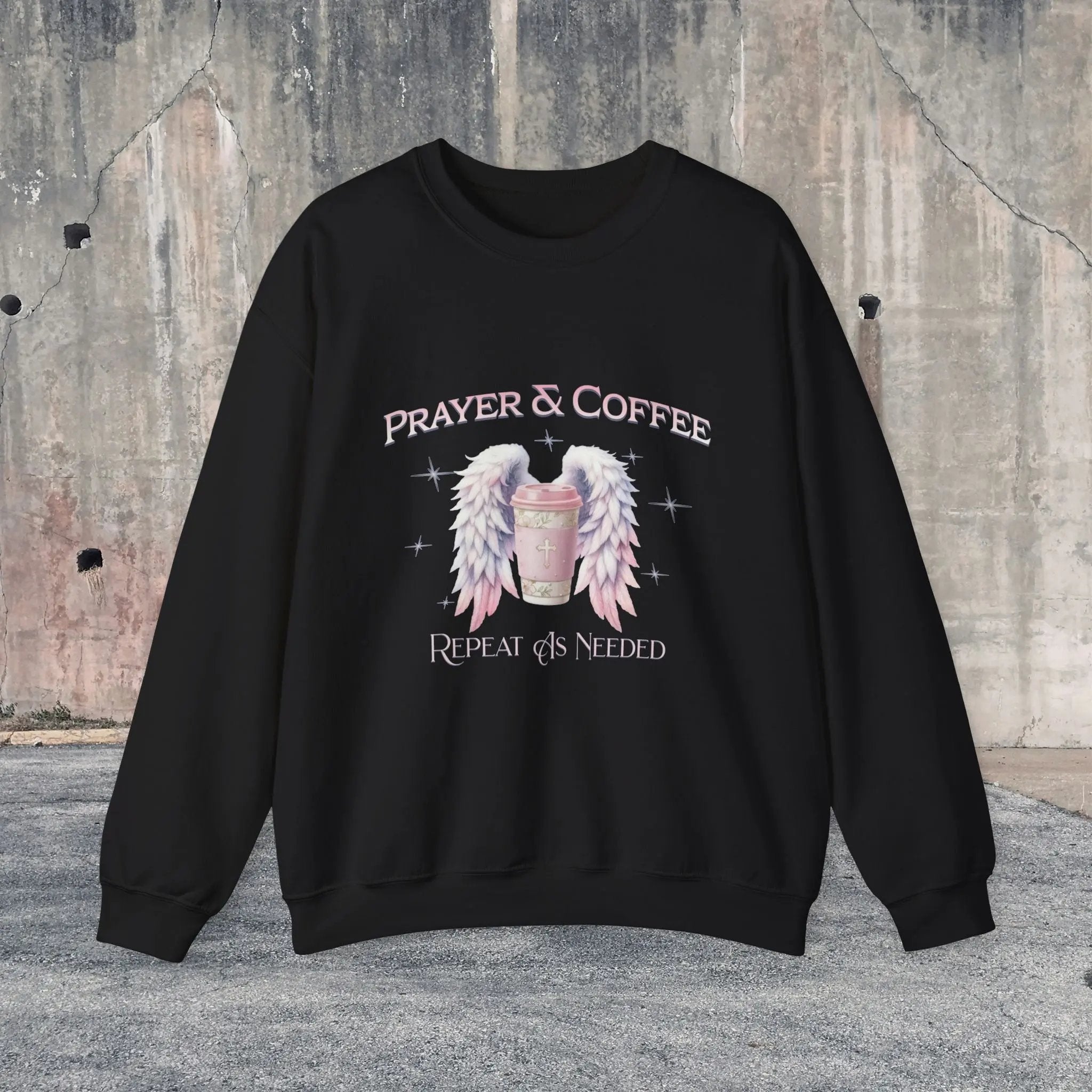 Prayer & Coffee Sweatshirt | Unisex Crewneck | Cozy Gift for Coffee Lovers | Relaxed Fit for Chill Days | Perfect for Holidays & Gatherings - Boldly Bitter Company