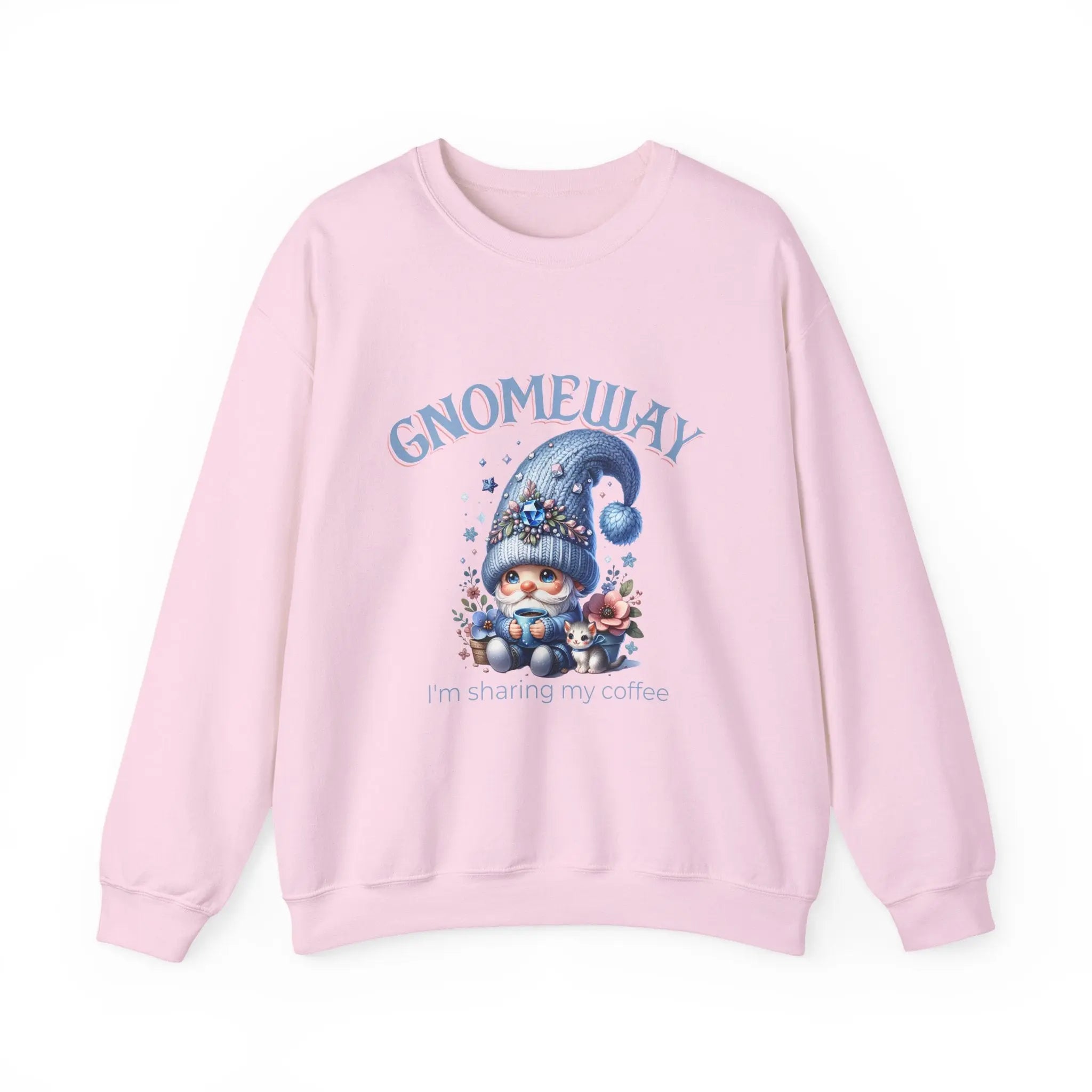 Gnomeway Sweatshirt - I'm Sharing My Coffee, Cozy Crewneck, Gift for Coffee Lovers, Casual Pullover, Fall and Winter Fashion Printify