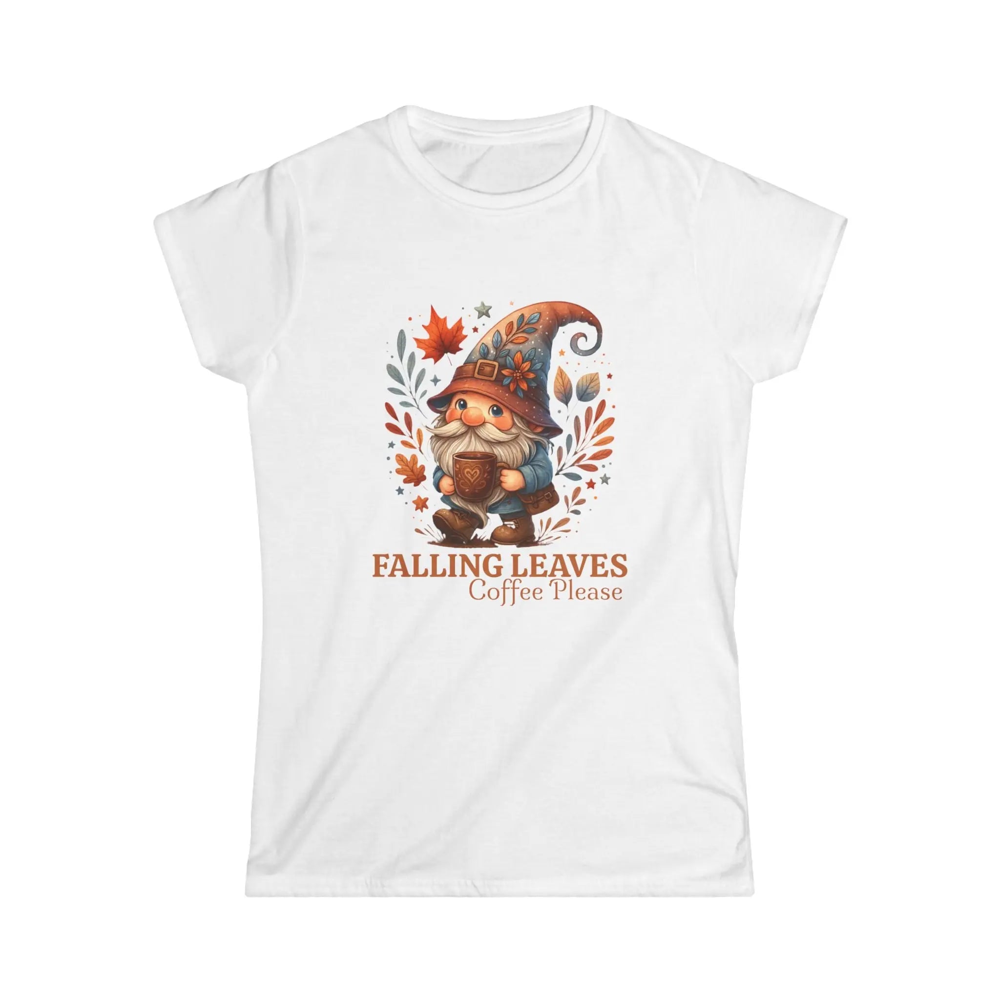 Falling Leaves Gnome T-Shirt | Cozy Autumn Tee, Seasonal Gift, Cute Fall Apparel, Halloween Top, Thanksgiving Outfit Printify