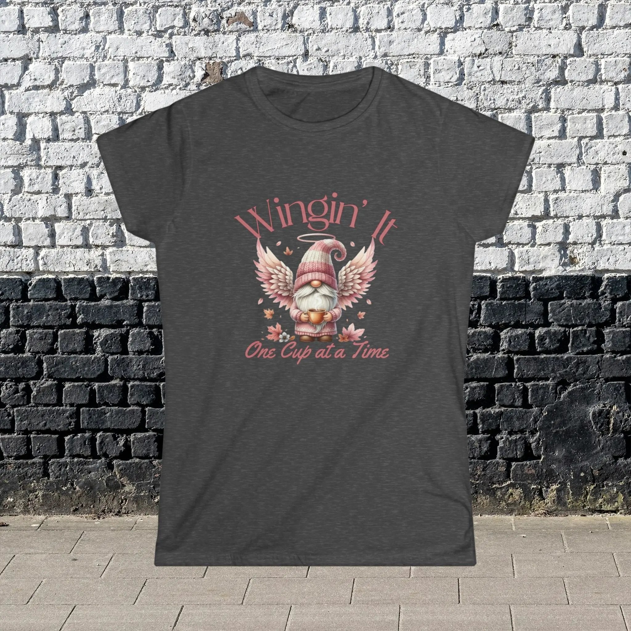 Wingin It Women's Tee - Cute Gnome Design, Comfortable Apparel, Gift for Coffee Lovers, Casual Everyday Wear, Seasonal T-Shirt - Boldly Bitter Company