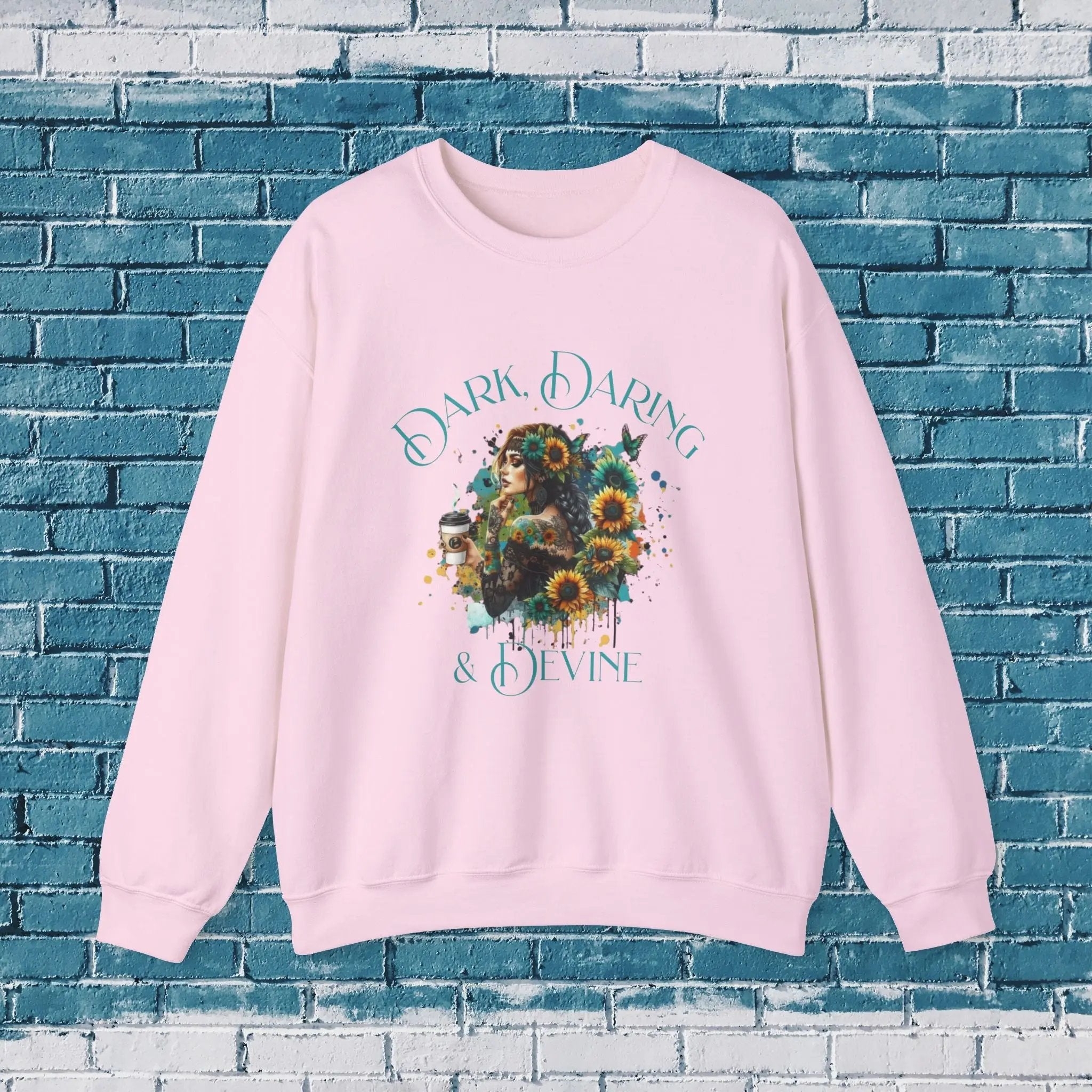 Divine Sweatshirt - Woman Sunflower Coffee Design, Cozy Casual Wear, Thoughtful Gift, Autumn Style, Floral Design - Boldly Bitter Company