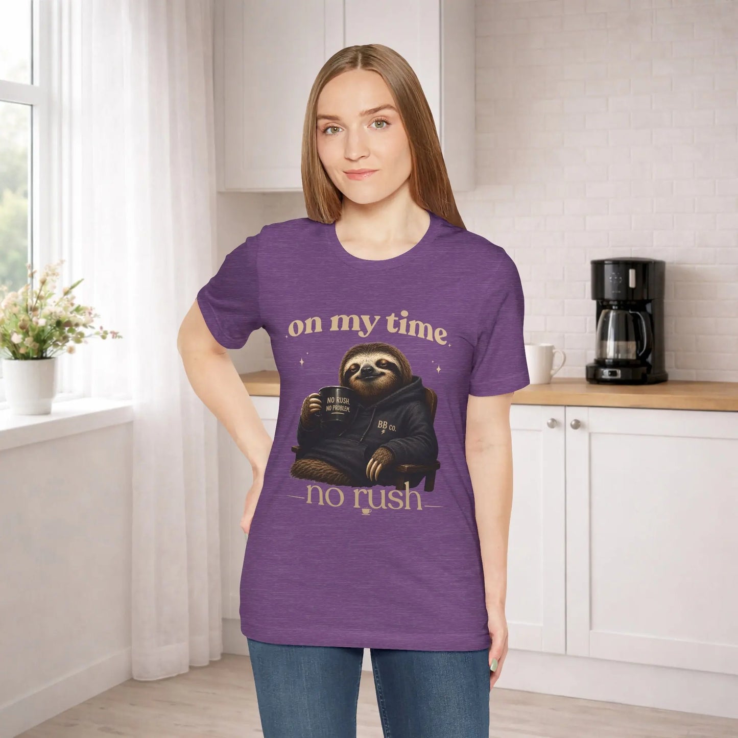 On My Time Sloth T‑Shirt Printify