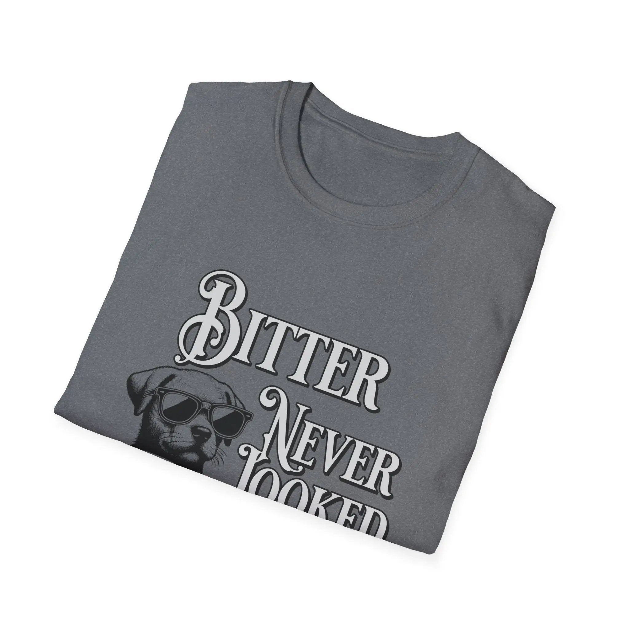 Men’s Coffee T-Shirt – Cool Dog with Shades, Bitter Never Looked This Good - Boldly Bitter Company