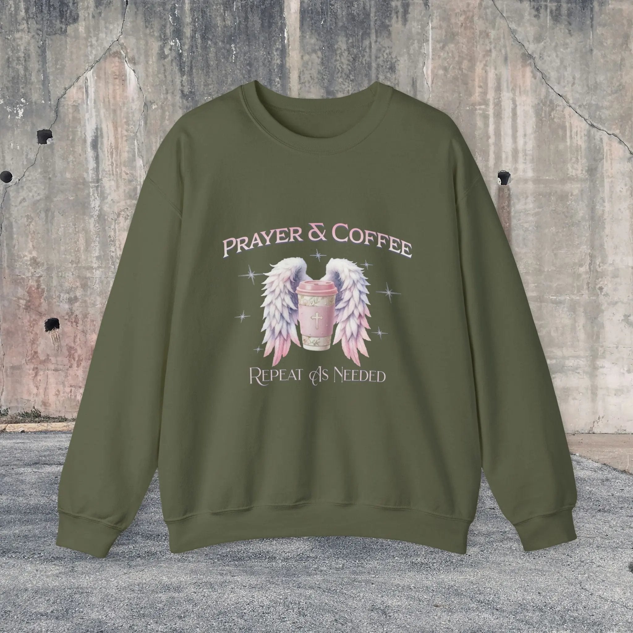 Prayer & Coffee Sweatshirt | Unisex Crewneck | Cozy Gift for Coffee Lovers | Relaxed Fit for Chill Days | Perfect for Holidays & Gatherings - Boldly Bitter Company