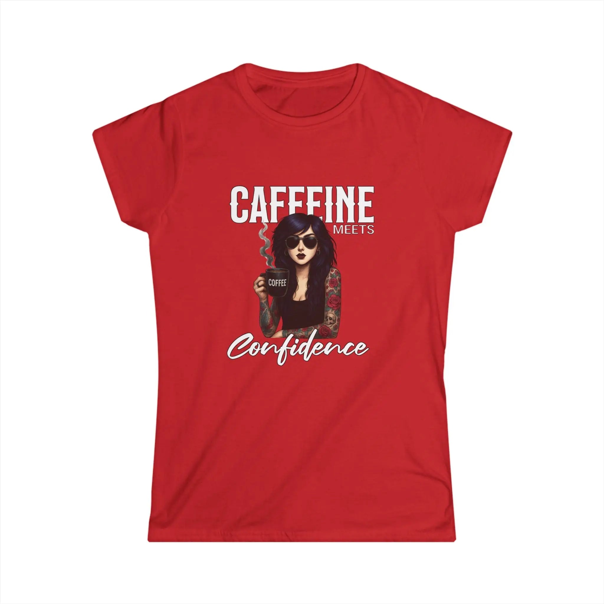 Caffeine and Confidence - T-Shirt Tattoo Woman Caffeine Confidence Design Printify