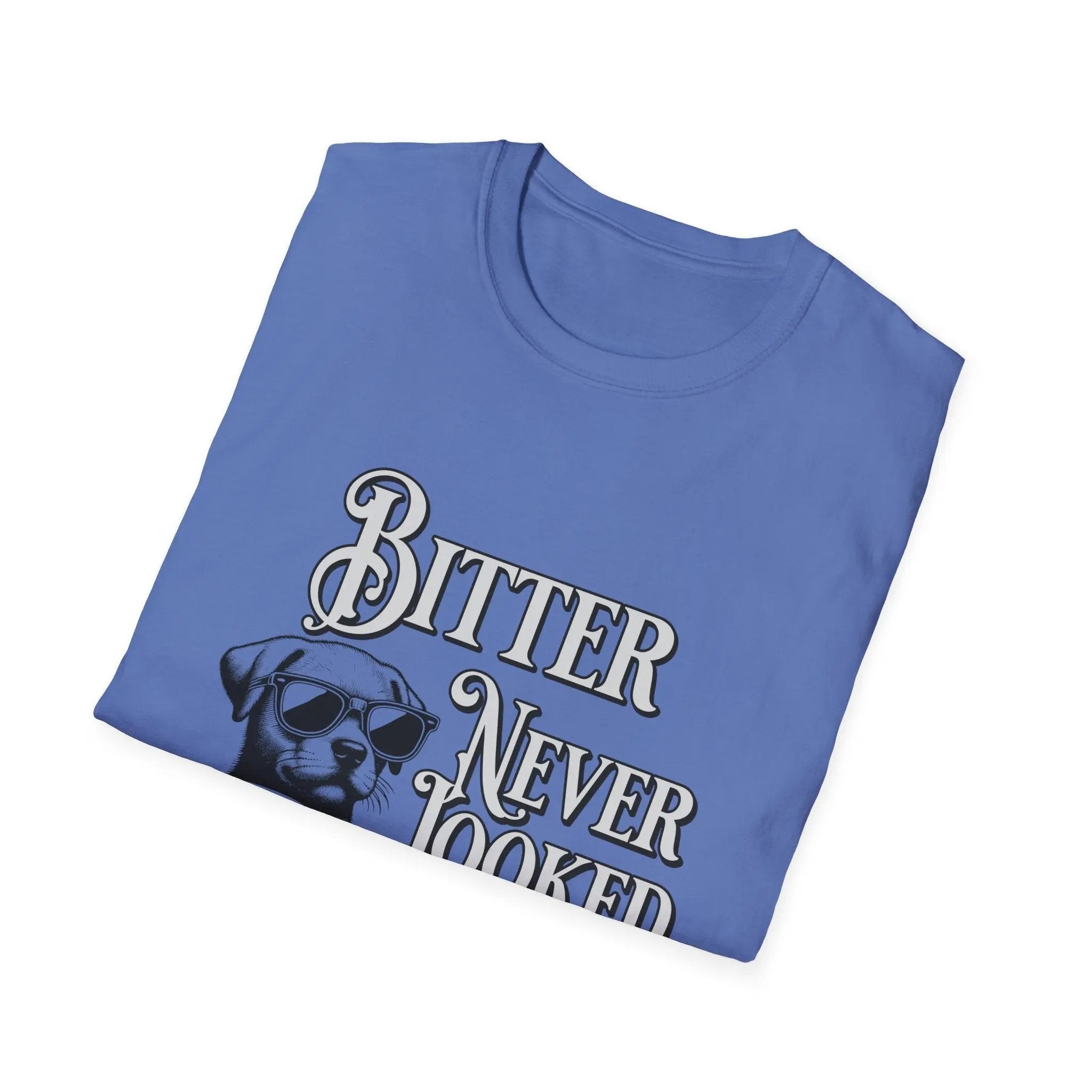 Men’s Coffee T-Shirt – Cool Dog with Shades, Bitter Never Looked This Good - Boldly Bitter Company