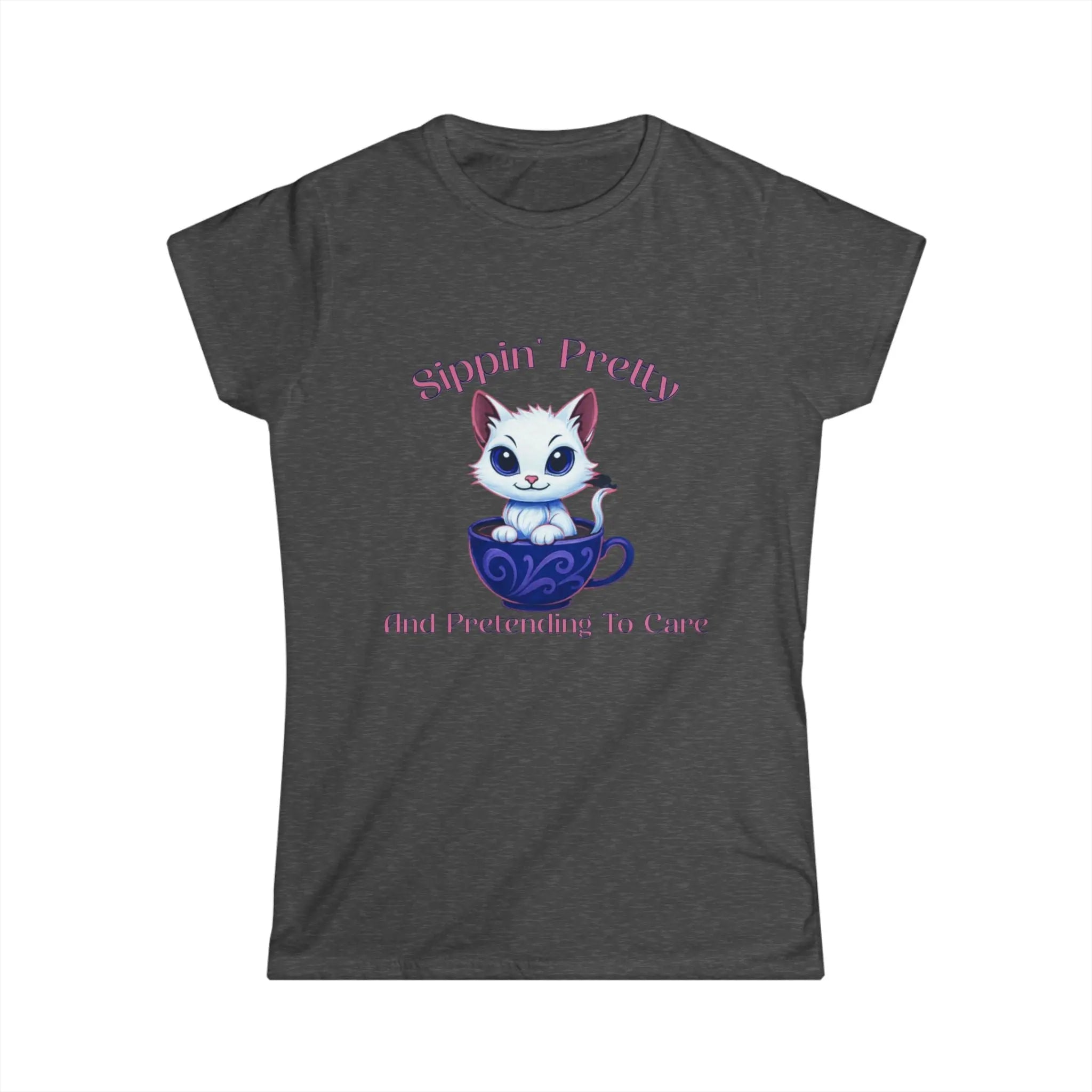 Sippin Pretty T-Shirt - Cute Kitten in Coffee Cup Saying Printify