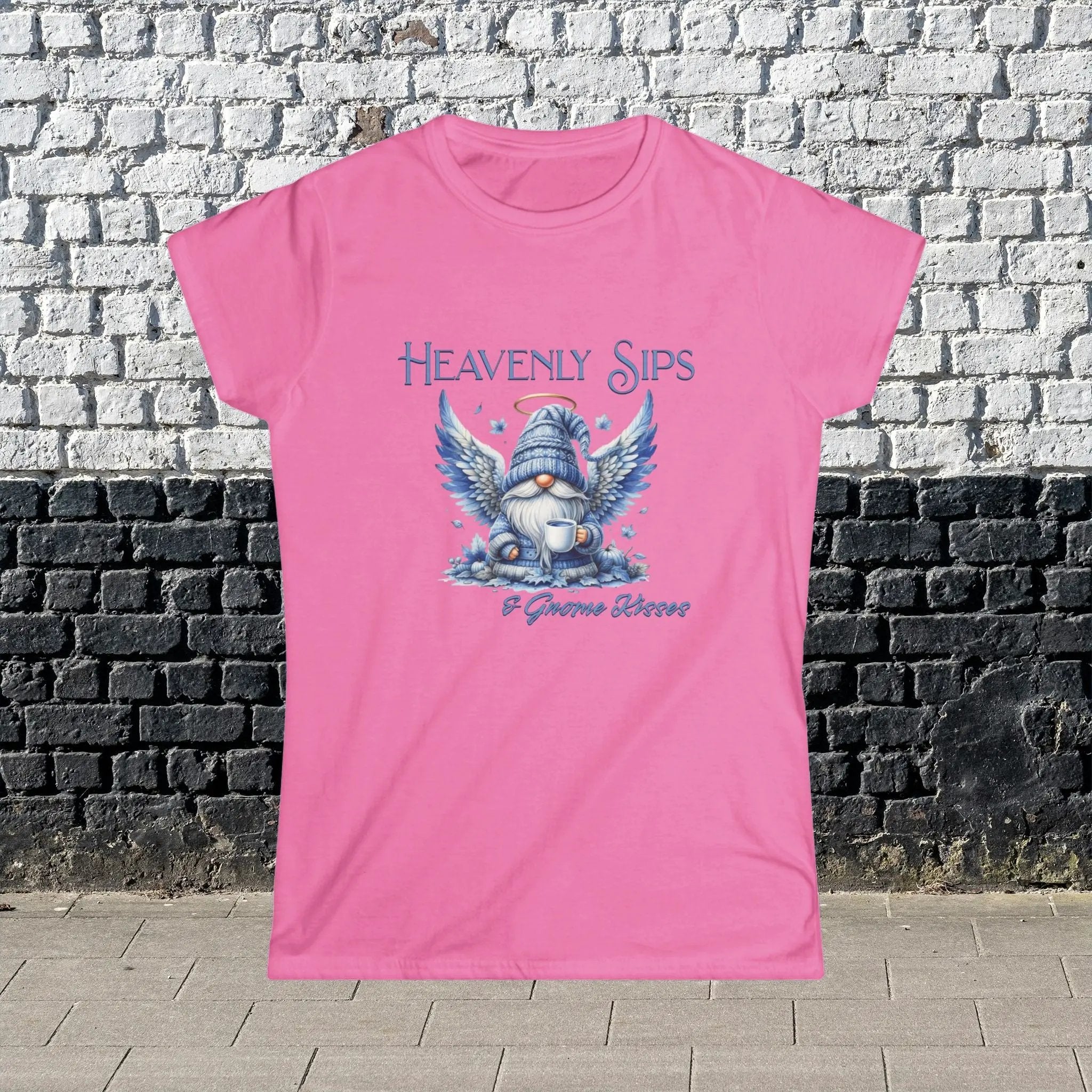 Heavenly Sips Tee, Cute Women's T-Shirt with gnome kisses, Funny Coffee Lovers Gift, Casual Everyday Wear, Cozy Winter Style, Birthday Present - Boldly Bitter Company