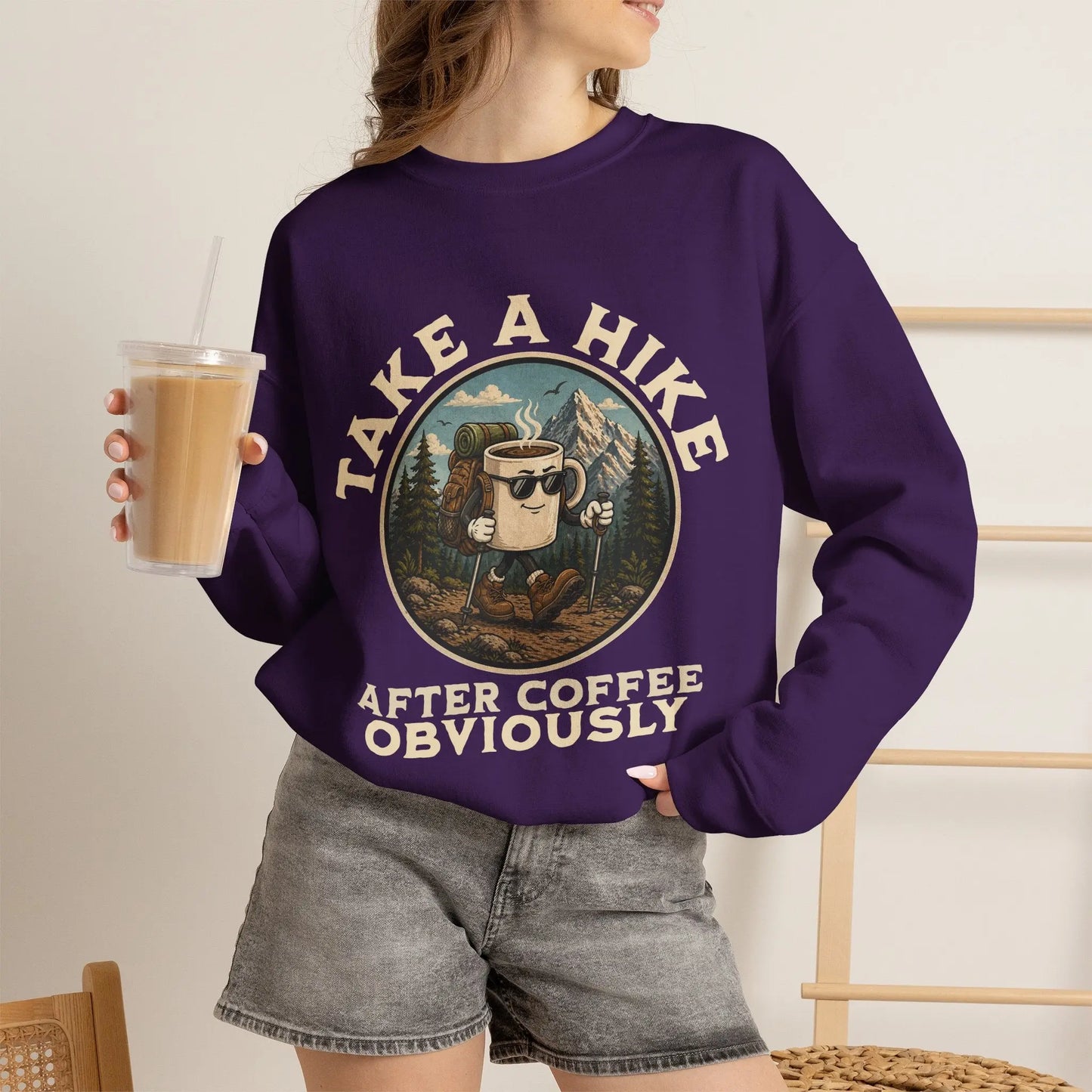 Take a Hike Coffee Sweatshirt Printify