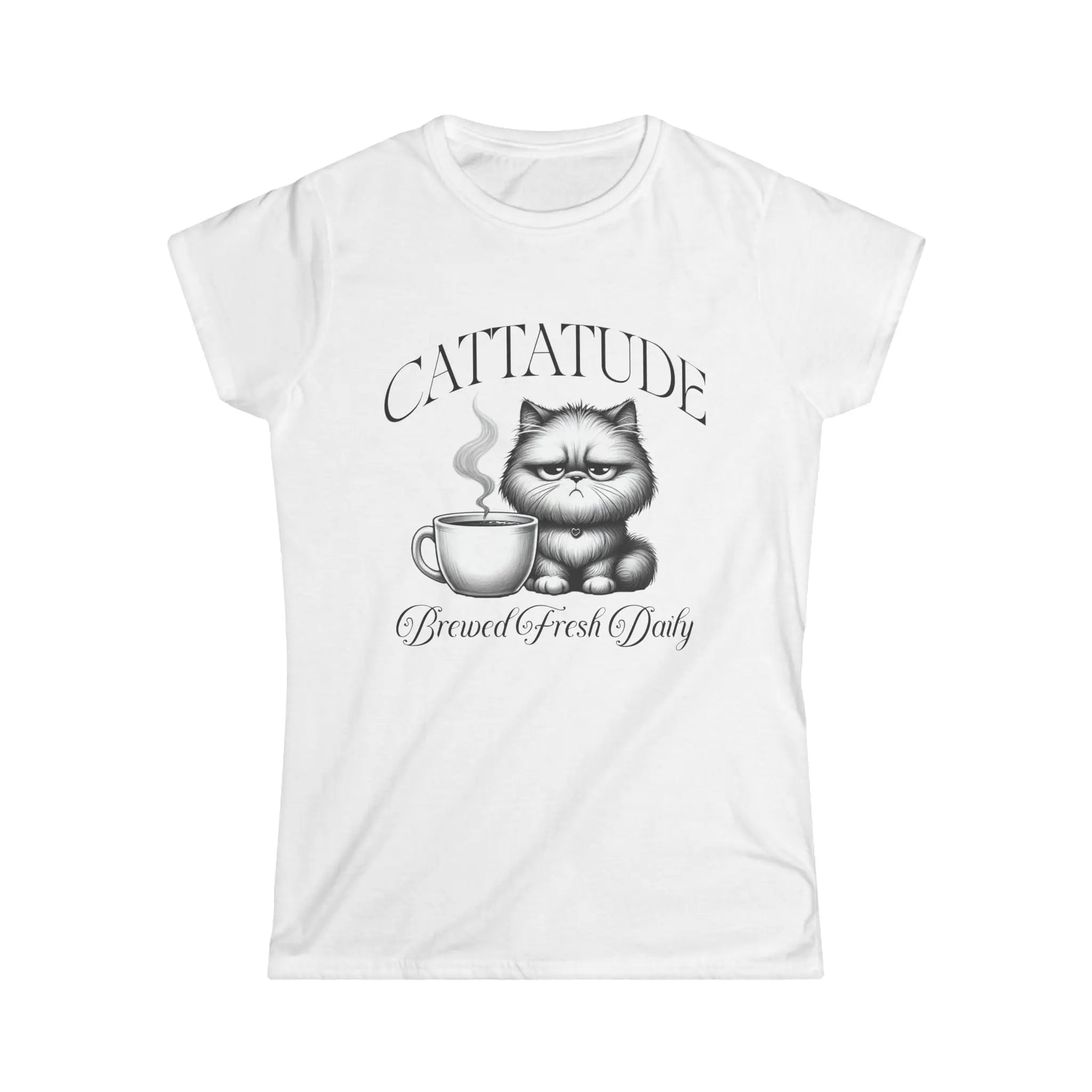 Cattitude Tshirt - Brewed Fresh Dailiy Printify