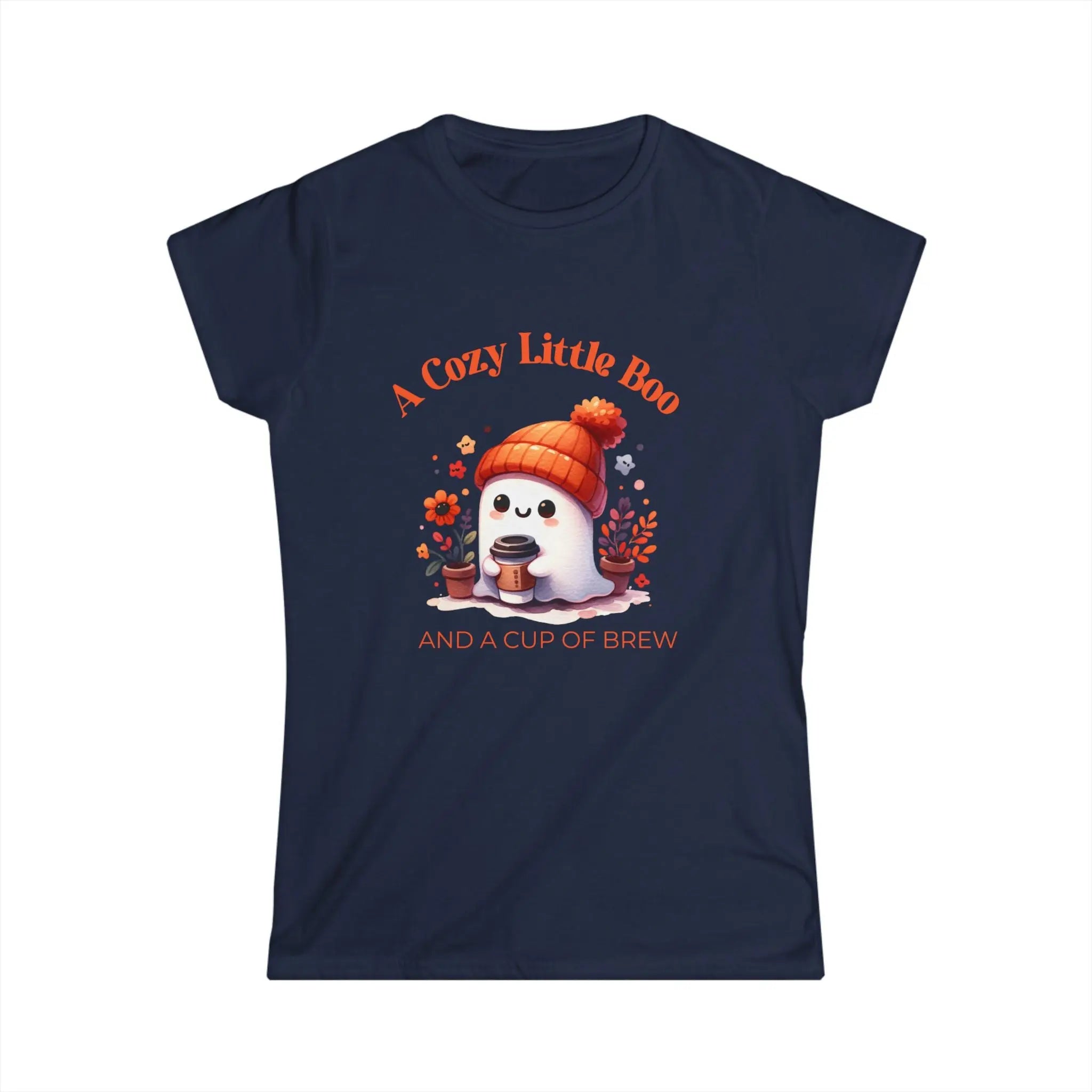 Cozy Little Boo T-Shirt – “A Cozy Little Boo and a Cup of Brew” Printify