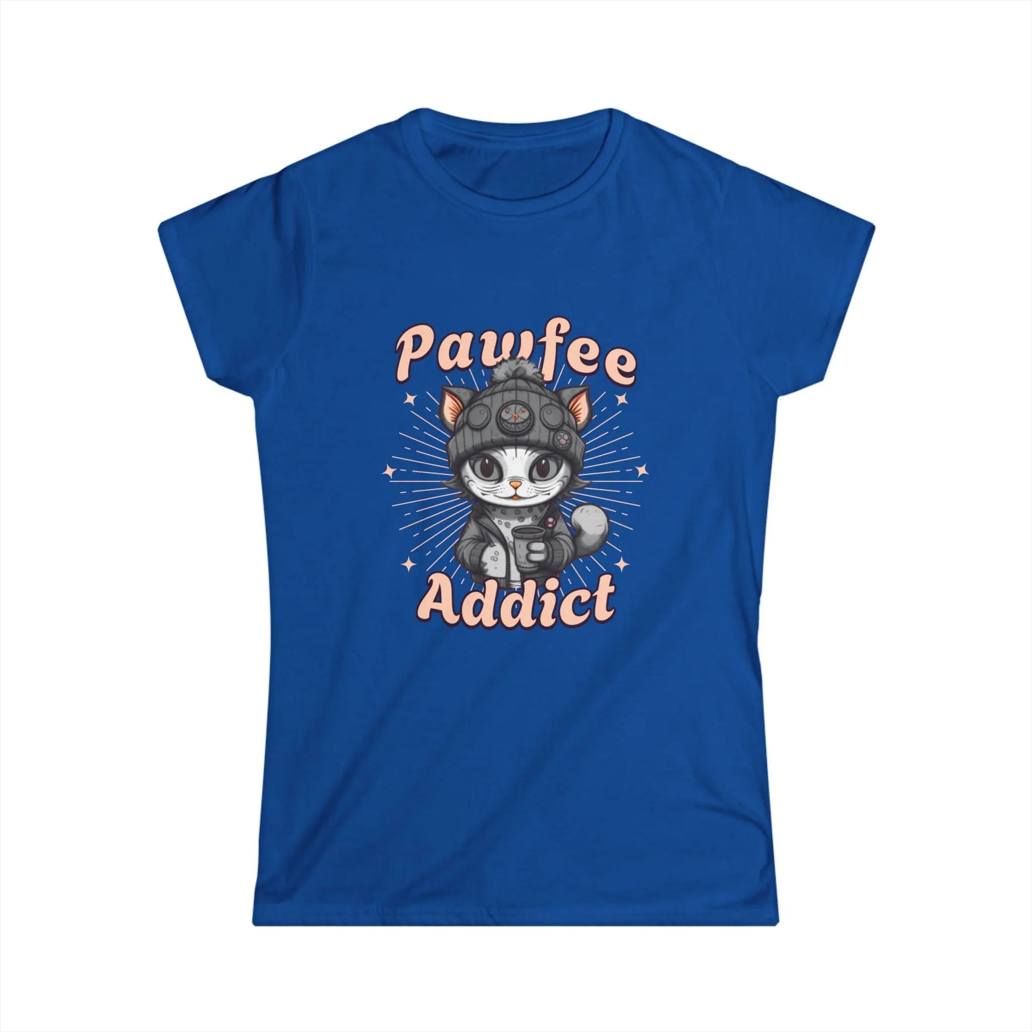 Pawfee Addict Tshirt- Cute Cat and Coffee T-Shirt Printify