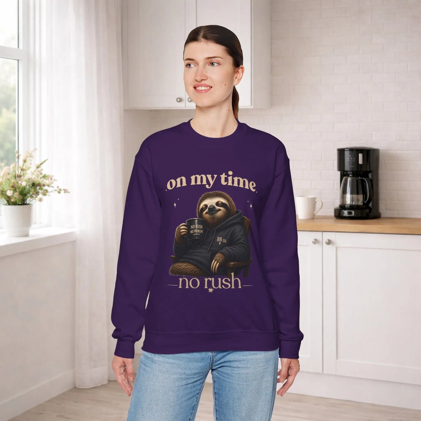 On My Time Sloth Sweatshirt Printify