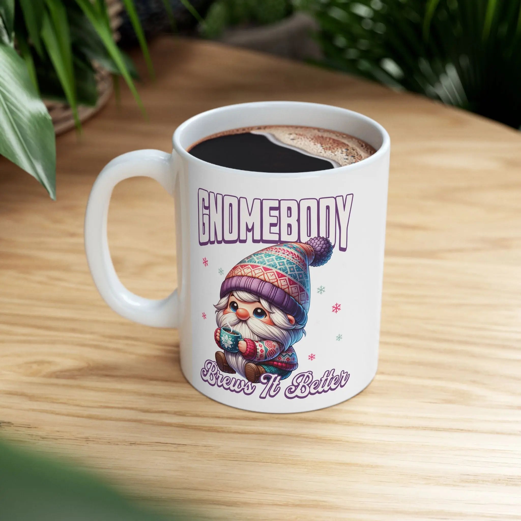 Gnomebody Ceramic 11oz Mug - Perfect for Coffee Lovers, Gnome Collectors, Gift for Holidays, Home Decor, Unique Kitchenware - Boldly Bitter Company