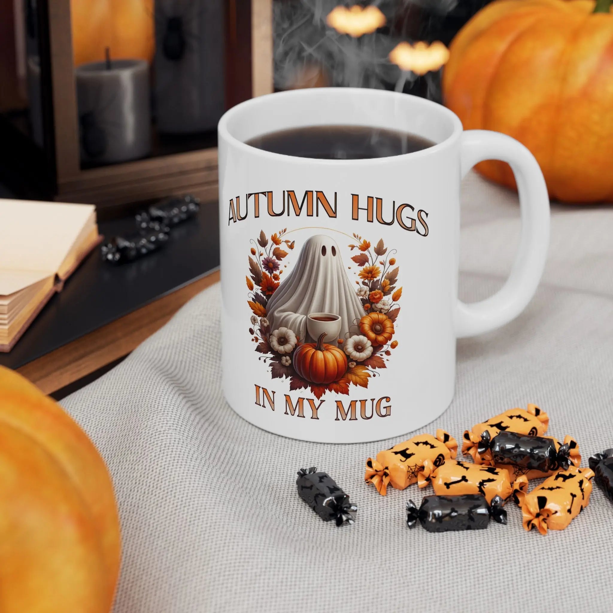 Autumn Hugs Ceramic Mug | Cozy Coffee Cup, Fall Gift, Seasonal Drinkware, Holidays, Home Decor Printify