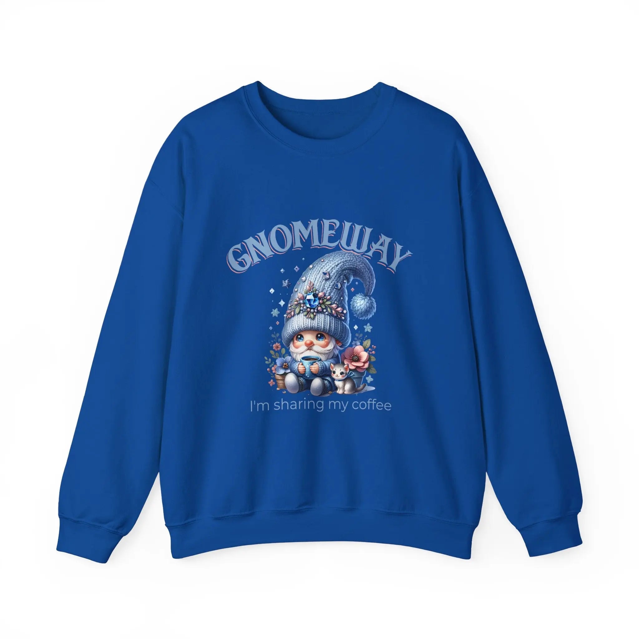 Gnomeway Sweatshirt - I'm Sharing My Coffee, Cozy Crewneck, Gift for Coffee Lovers, Casual Pullover, Fall and Winter Fashion Printify