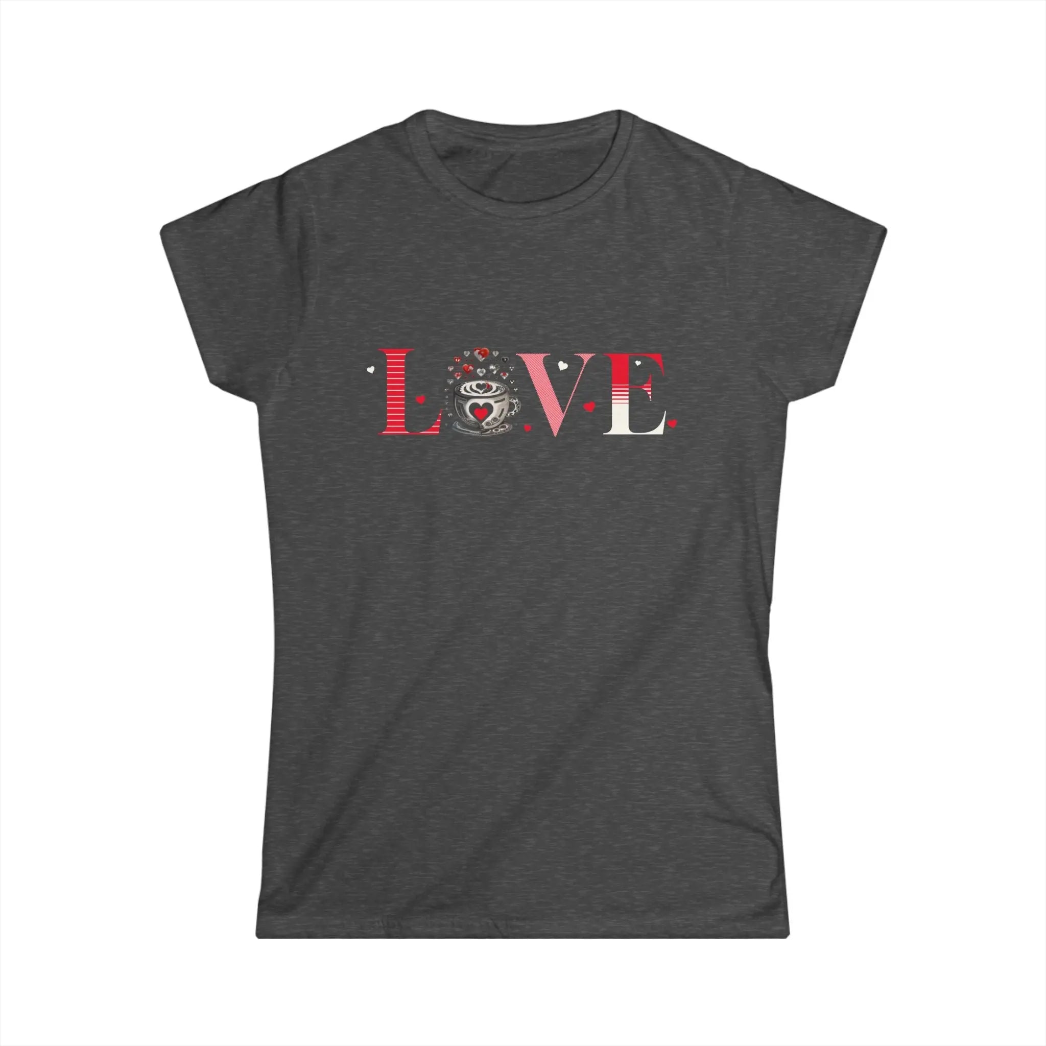 Coffee Love T-Shirt – “LOVE” with Coffee Cup Design Printify