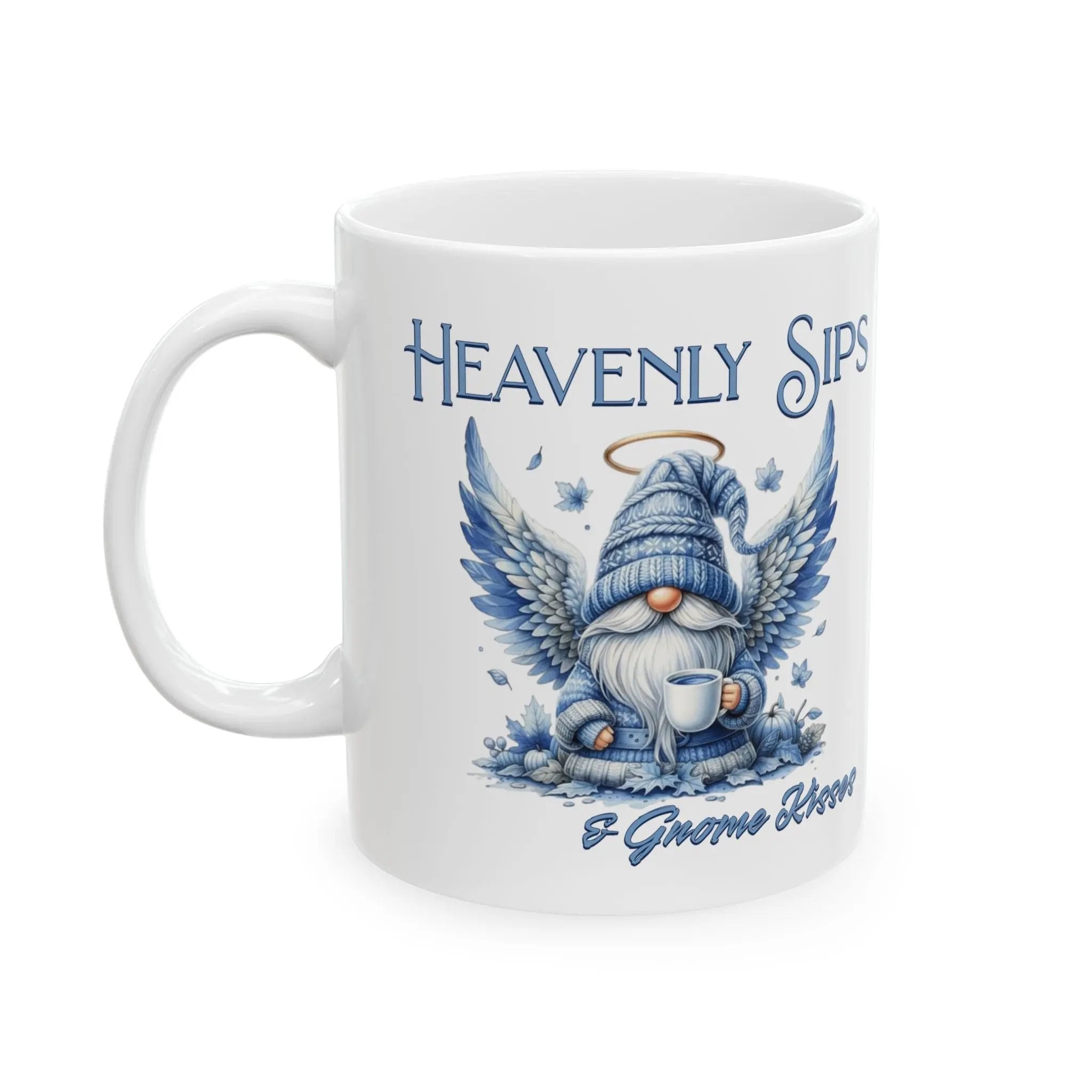 Heavenly Sips Ceramic Mug - 11oz, Inspirational Coffee Cup, Gifts for Tea Lovers, Unique Kitchen Decor, Angelic Design Printify