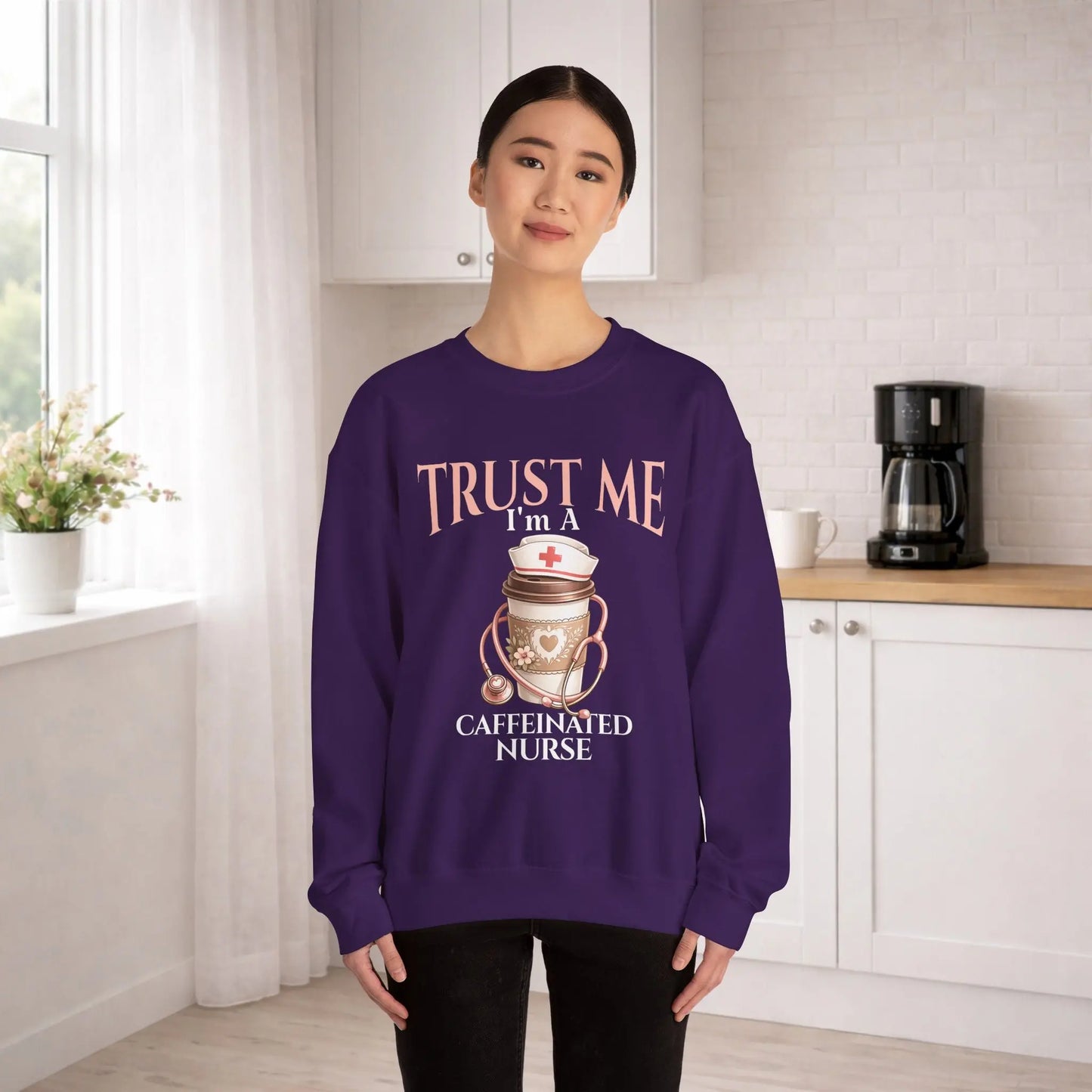 Caffeinated Nurse Sweatshirt Printify