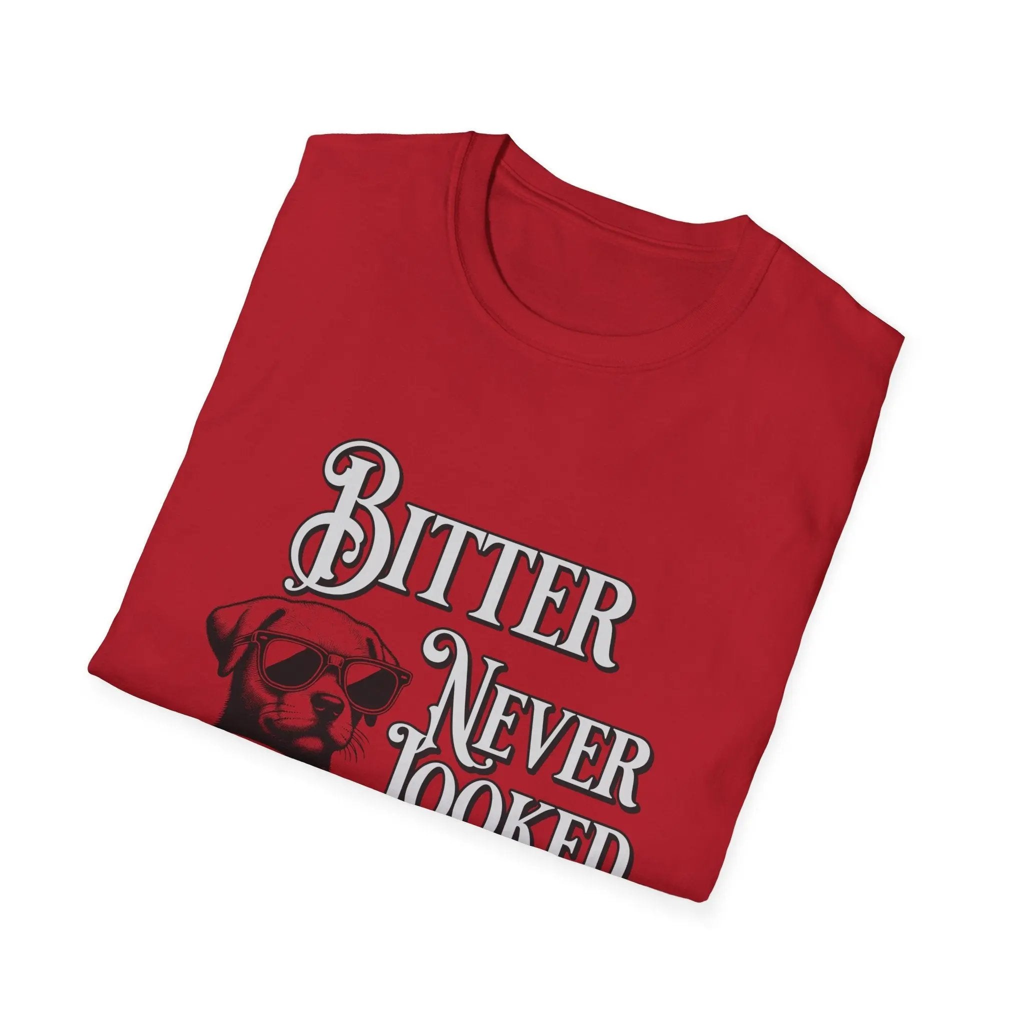 Men’s Coffee T-Shirt – Cool Dog with Shades, Bitter Never Looked This Good - Boldly Bitter Company