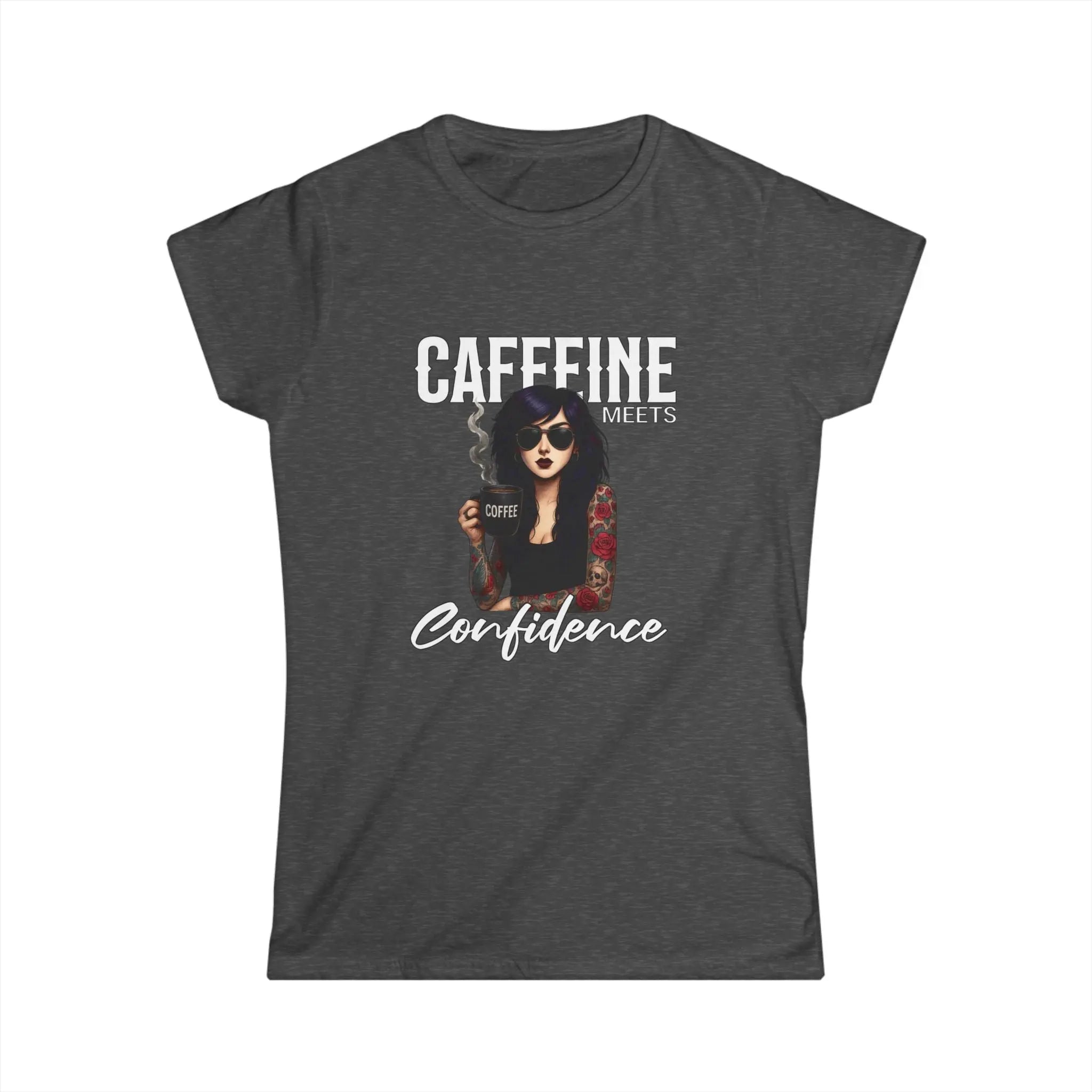 Caffeine and Confidence - T-Shirt Tattoo Woman Caffeine Confidence Design Printify