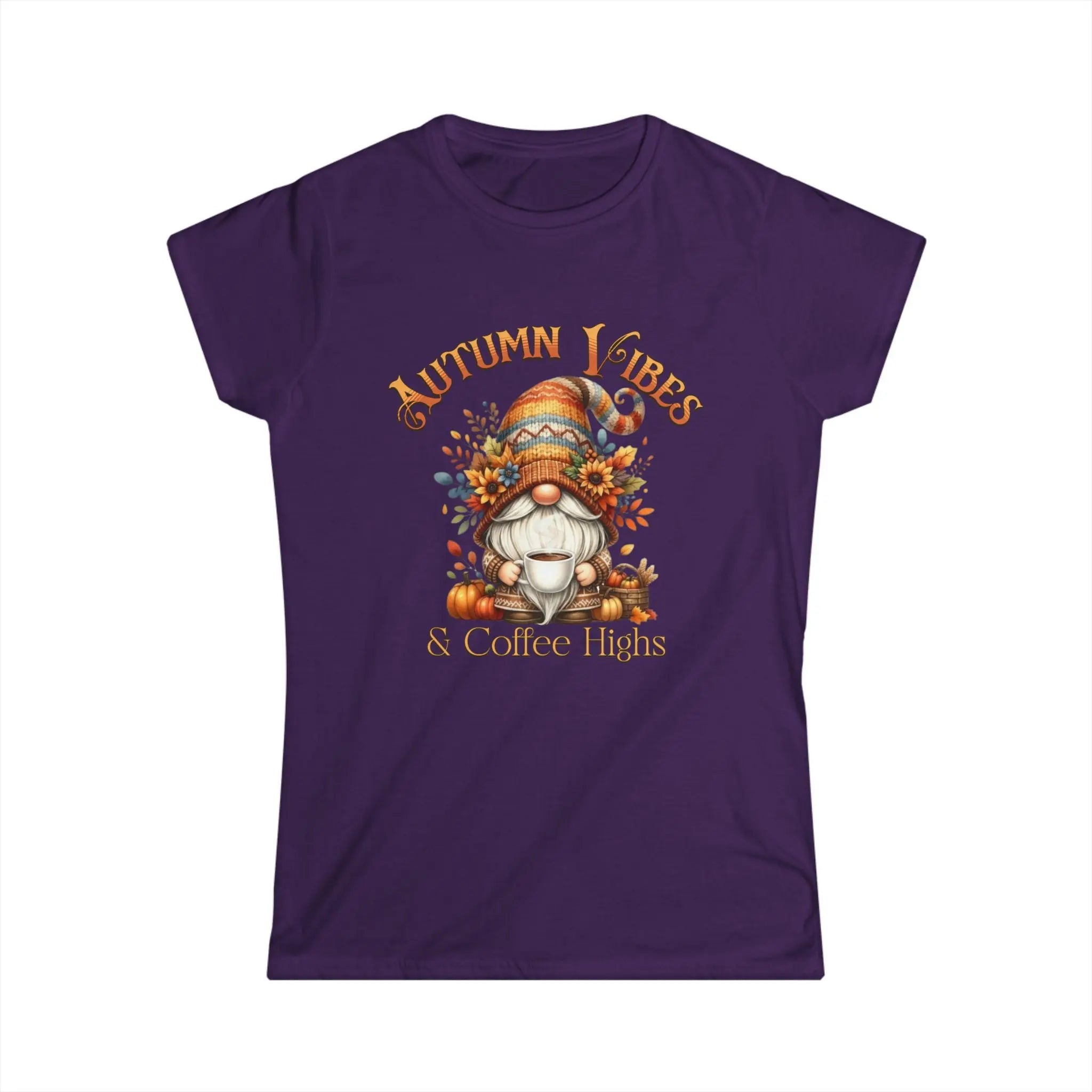 Autumn Vibes T-shirt, Cozy Fall Shirt, Gnome Lover Gift, Seasonal Graphic Tee, Coffee Lovers Apparel, Thanksgiving Outfit Printify