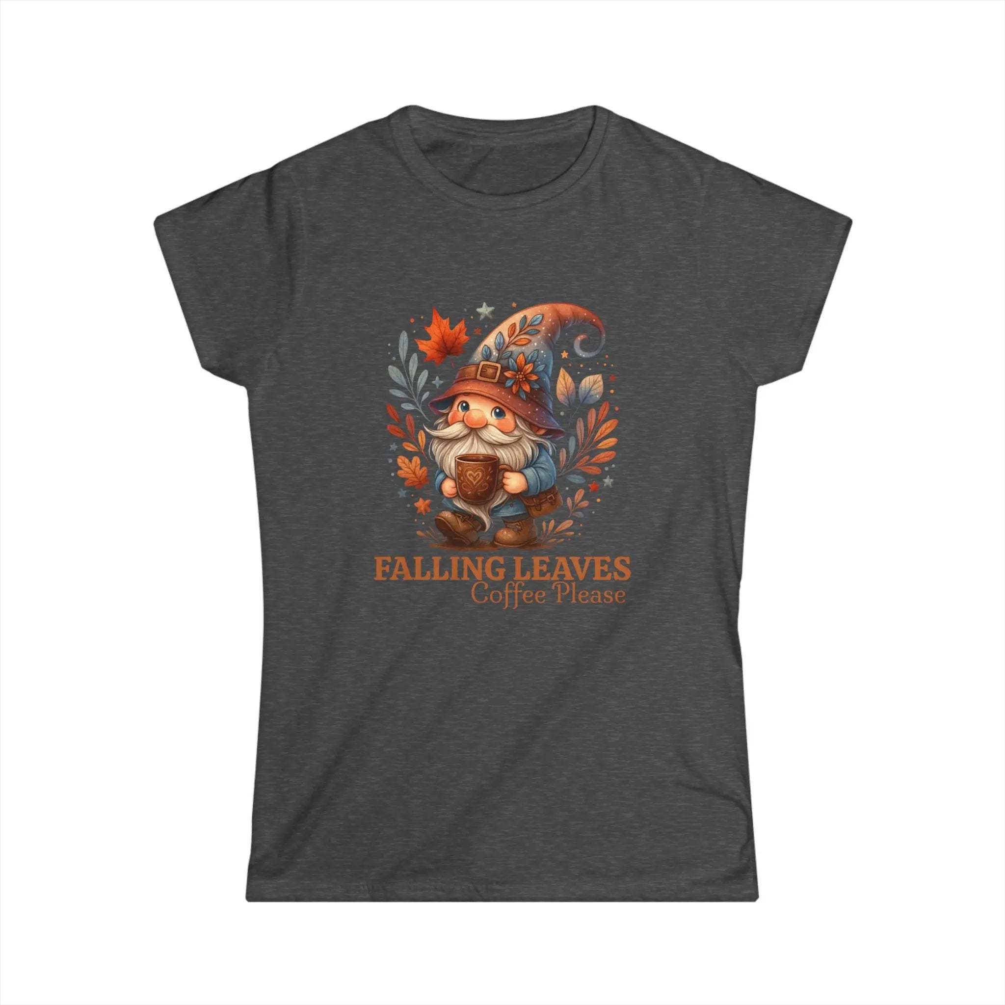 Falling Leaves Gnome T-Shirt | Cozy Autumn Tee, Seasonal Gift, Cute Fall Apparel, Halloween Top, Thanksgiving Outfit Printify