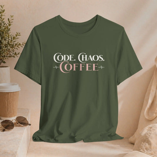 Code Chaos Coffee T-Shirt Printify