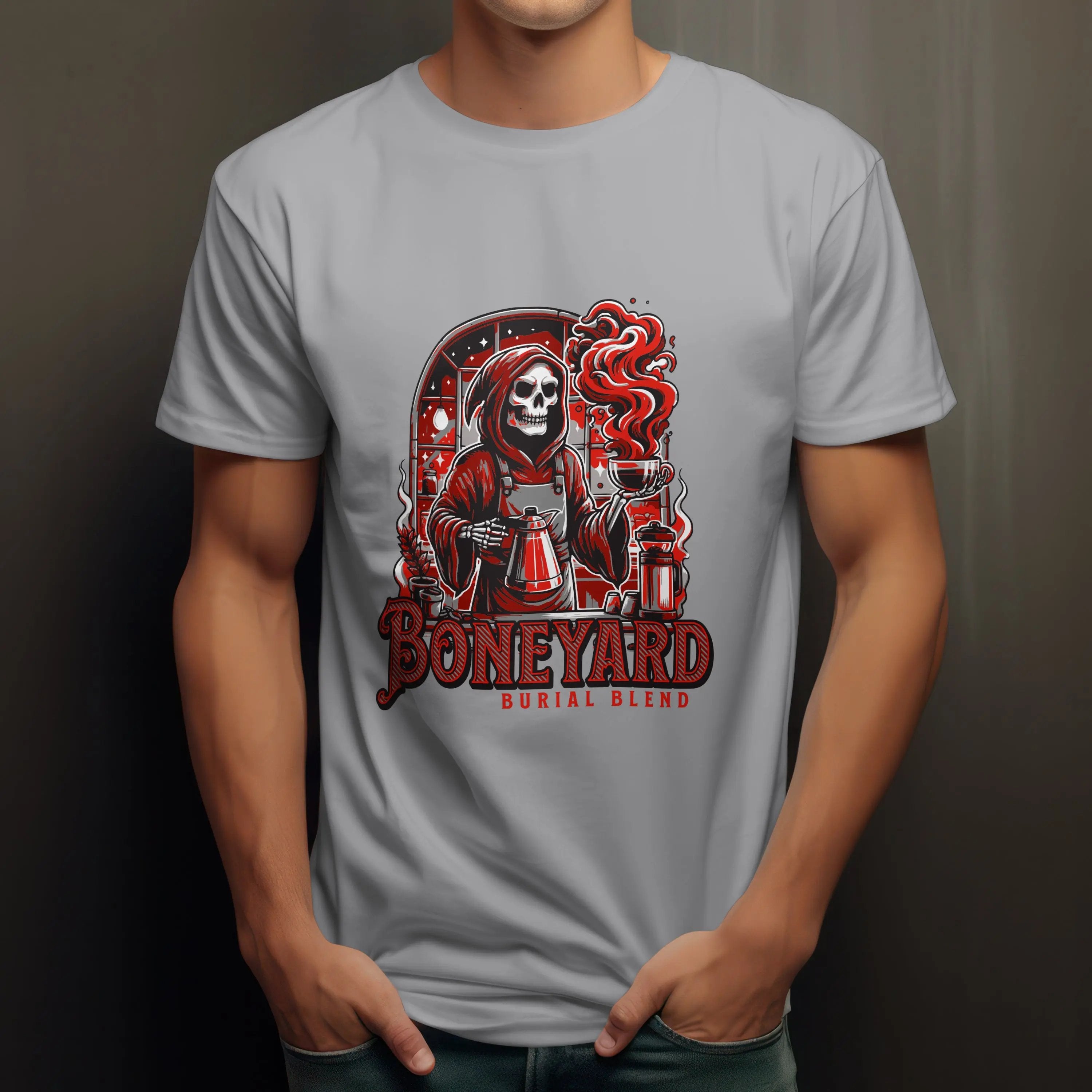 Graphic Skeleton Coffee T-Shirt – “Boneyard Burial Blend” - Boldly Bitter Company
