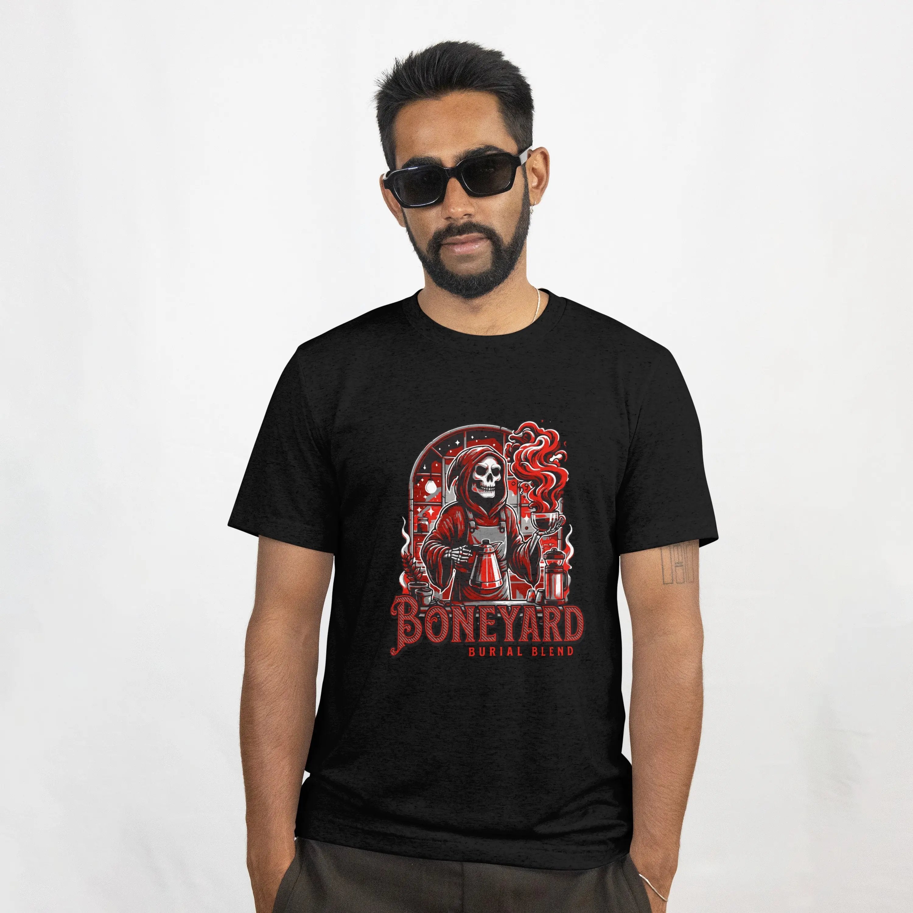 Graphic Skeleton Coffee T-Shirt – “Boneyard Burial Blend” - Boldly Bitter Company