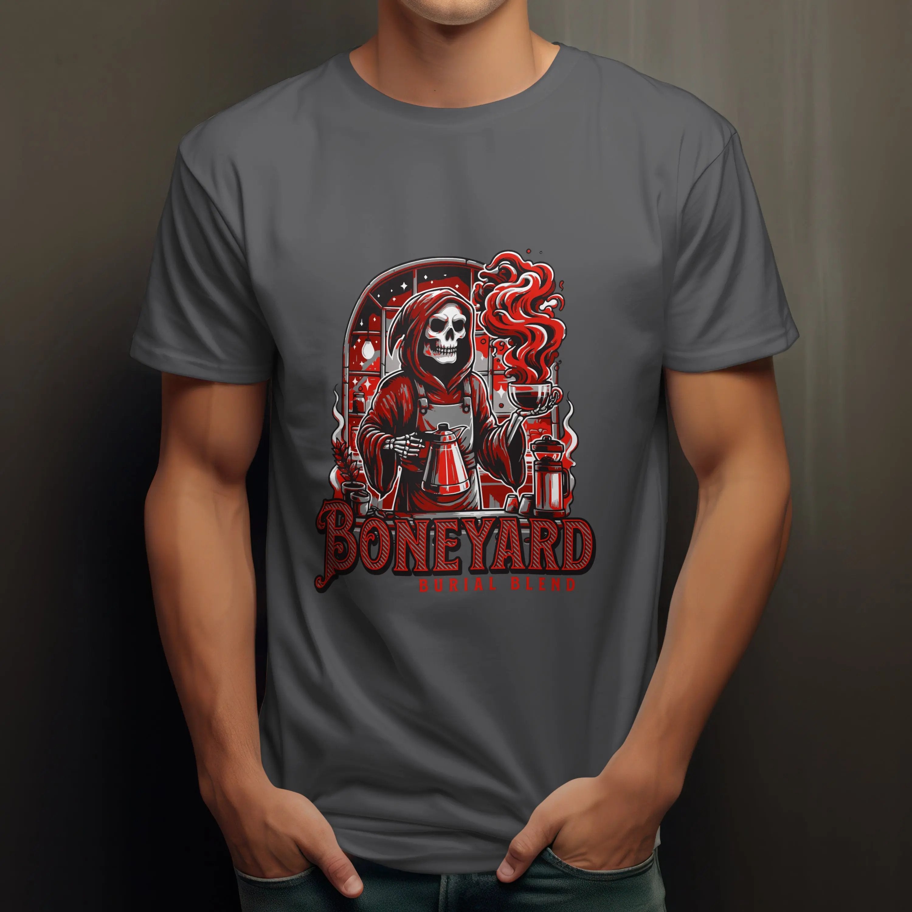 Graphic Skeleton Coffee T-Shirt – “Boneyard Burial Blend” - Boldly Bitter Company