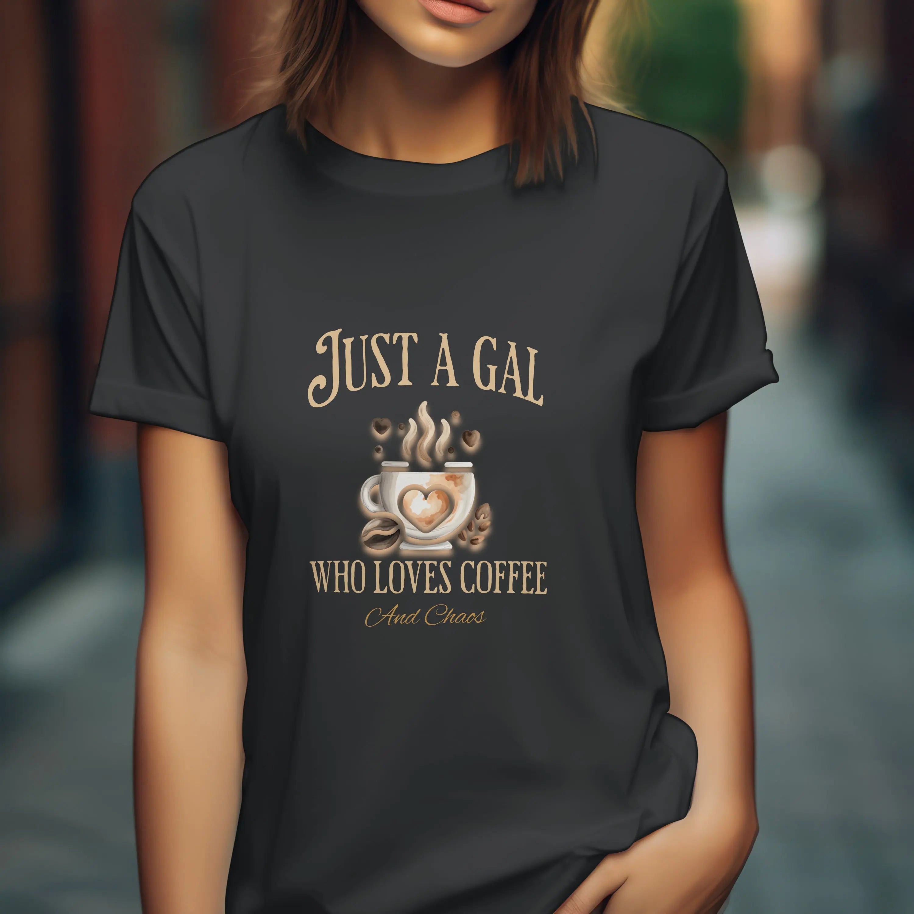 Just a Gal Who Loves Coffee - Boho Style Coffee Gal T-shirt Printify