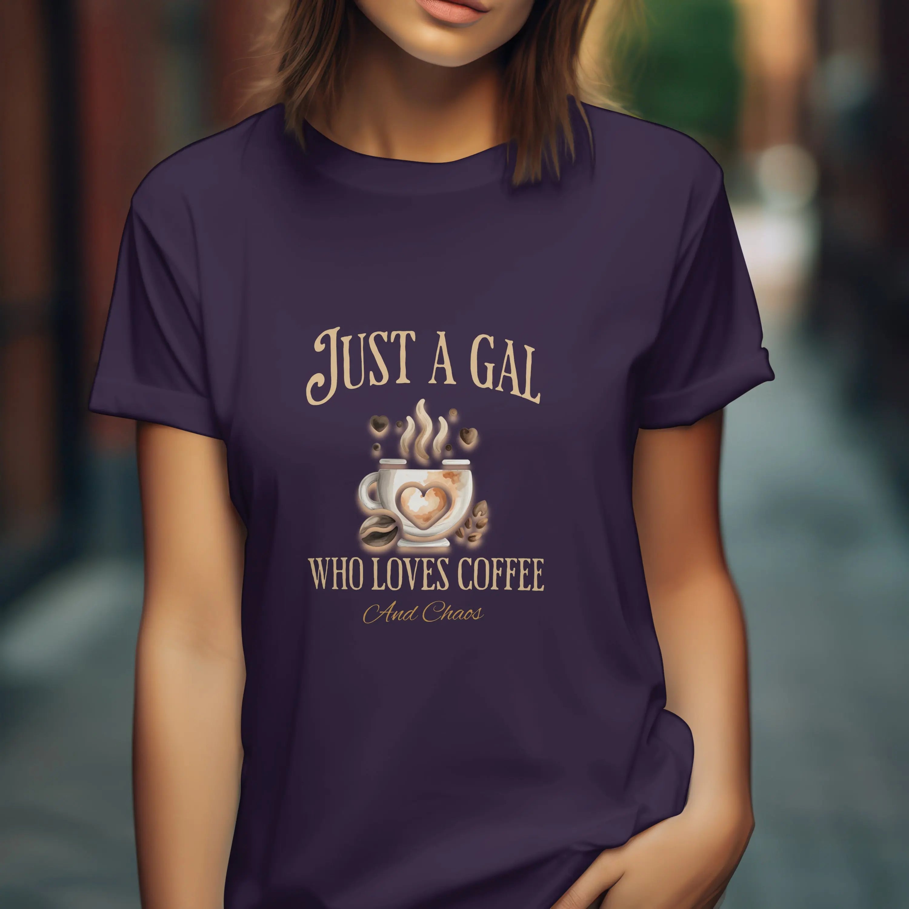 Just a Gal Who Loves Coffee - Boho Style Coffee Gal T-shirt Printify