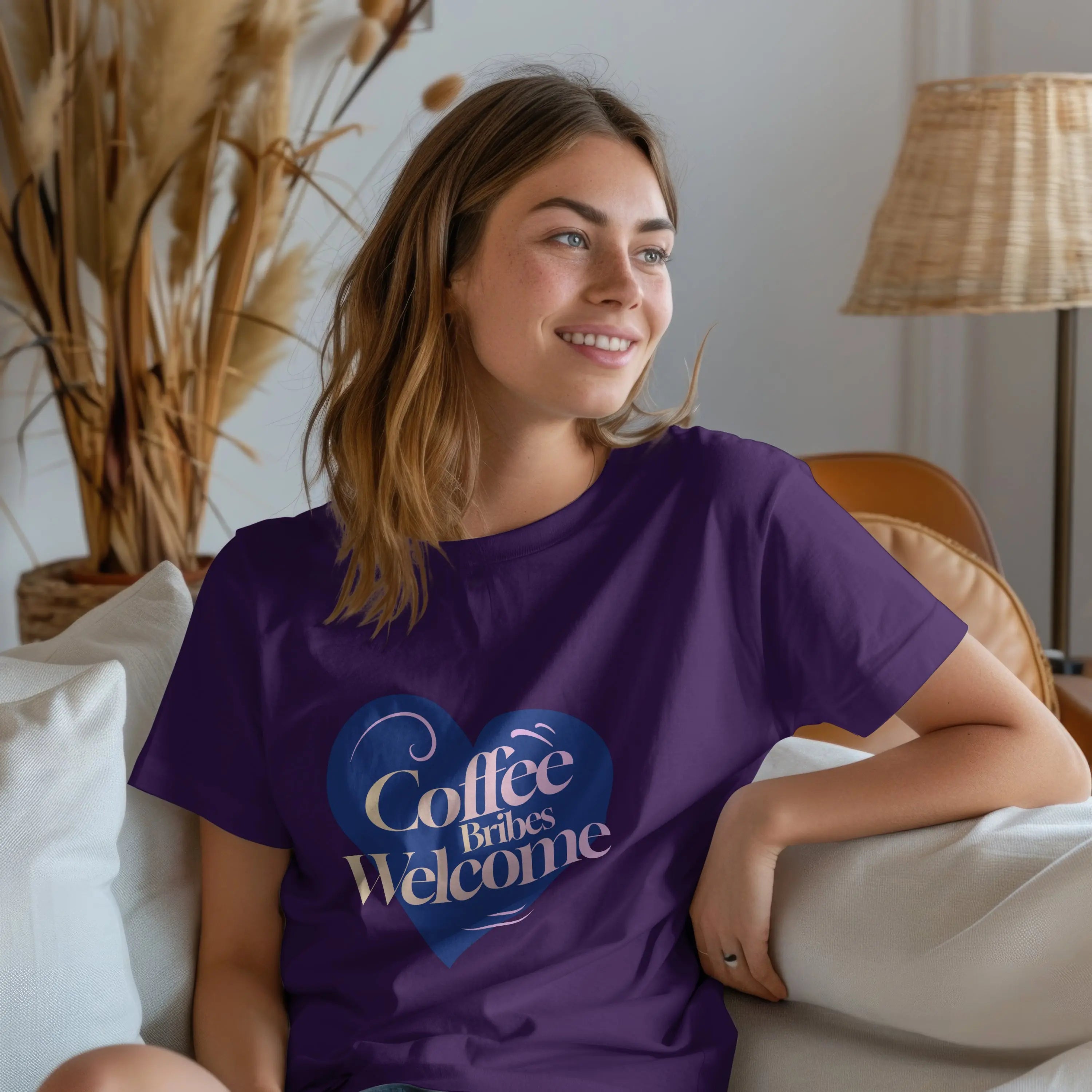 Coffee Bribes Welcome T-Shirt – Cute Heart Coffee Lover Tee Printify