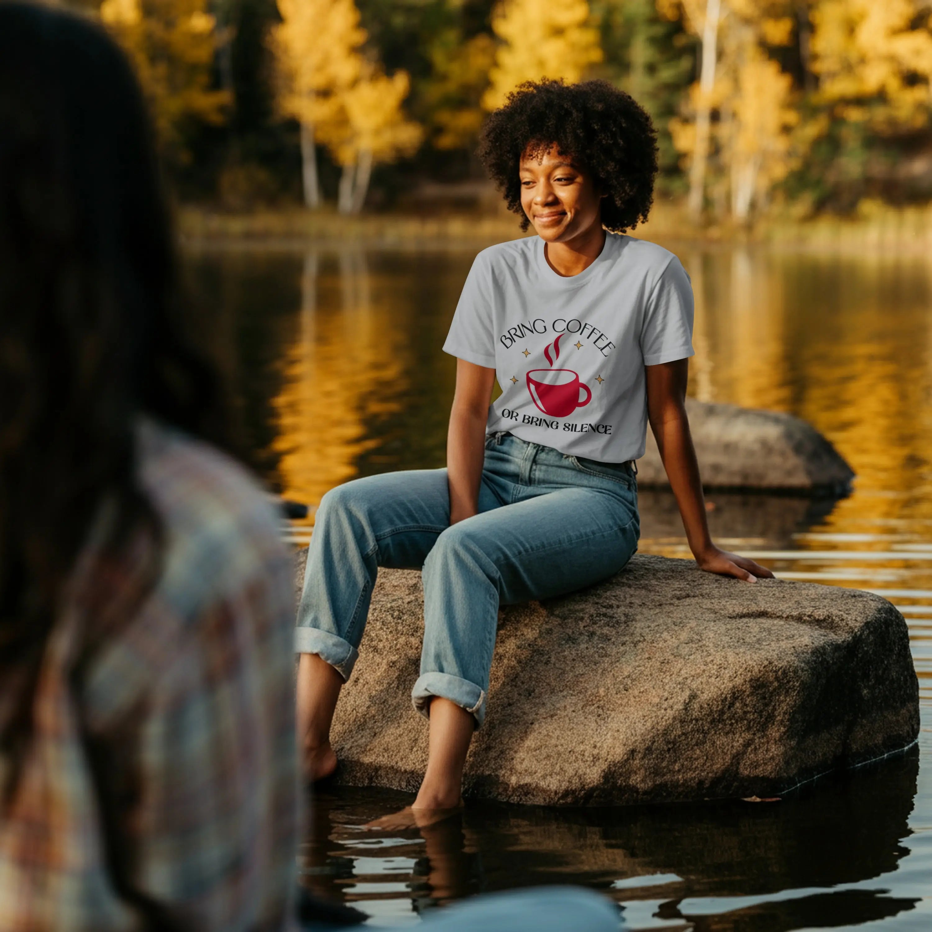 Bring Coffee Tshirt - Bring Coffee or Bring Silence decorative coffee tee Printify