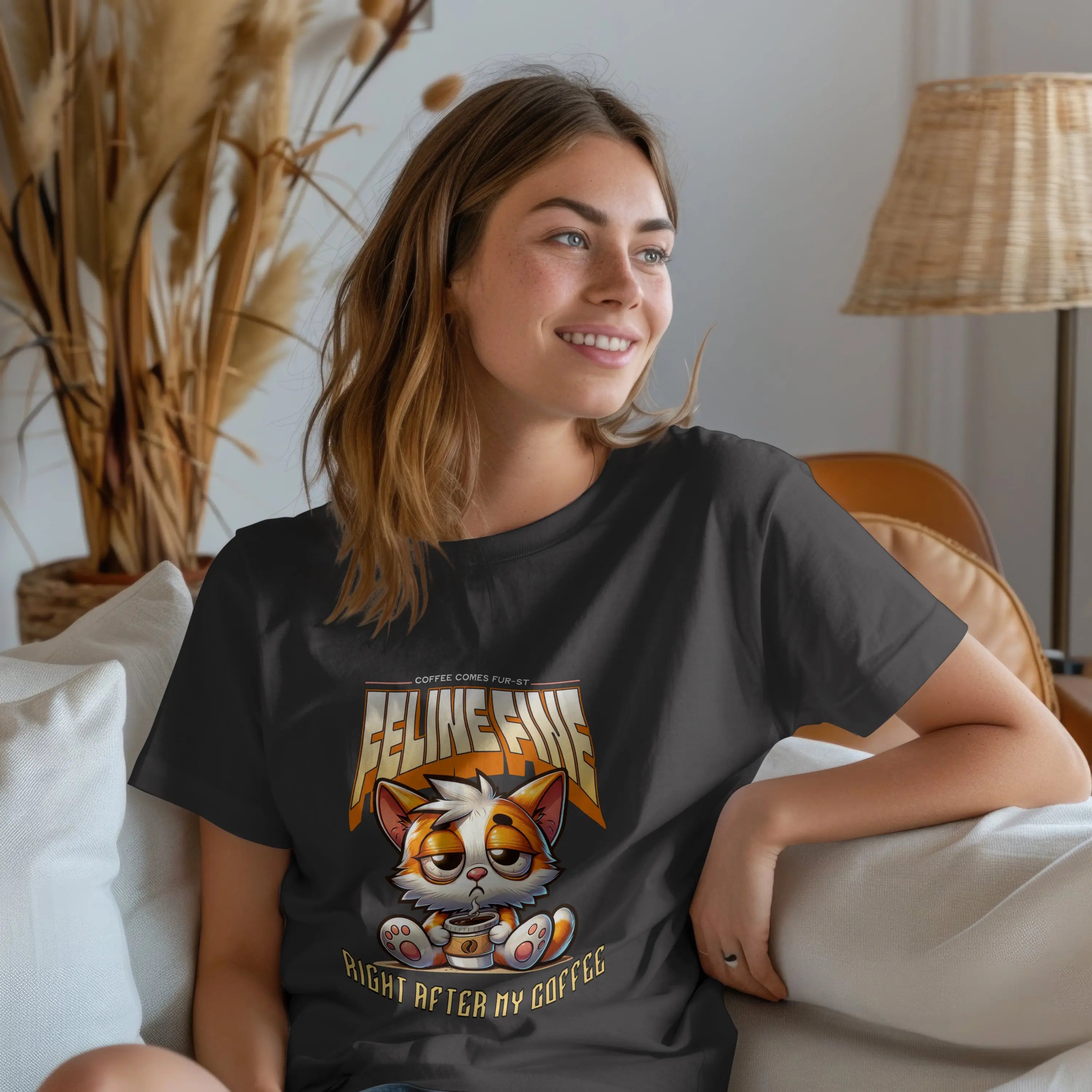I'm Feline Fine Tshirt - After This Coffee Printify