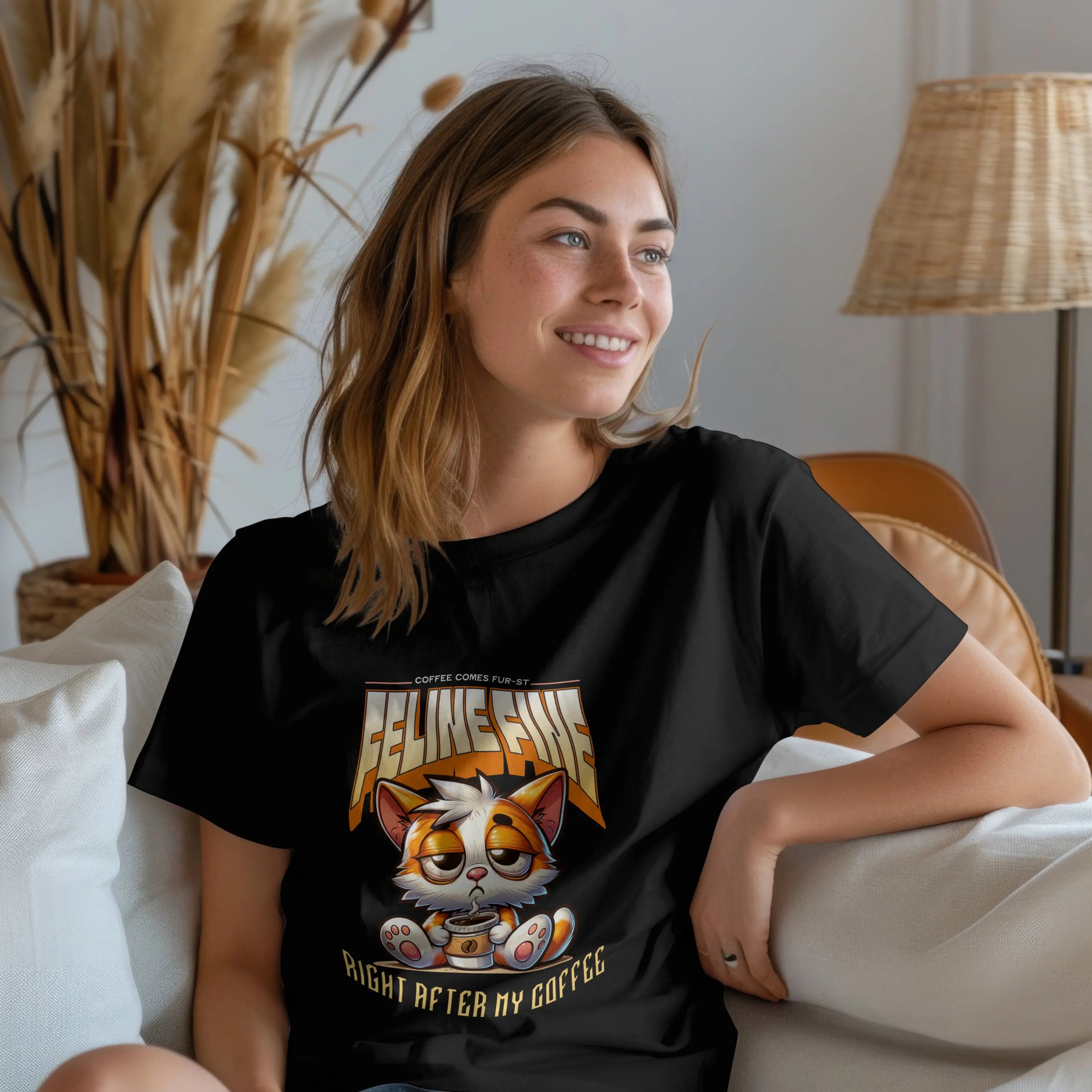 I'm Feline Fine Tshirt - After This Coffee Printify