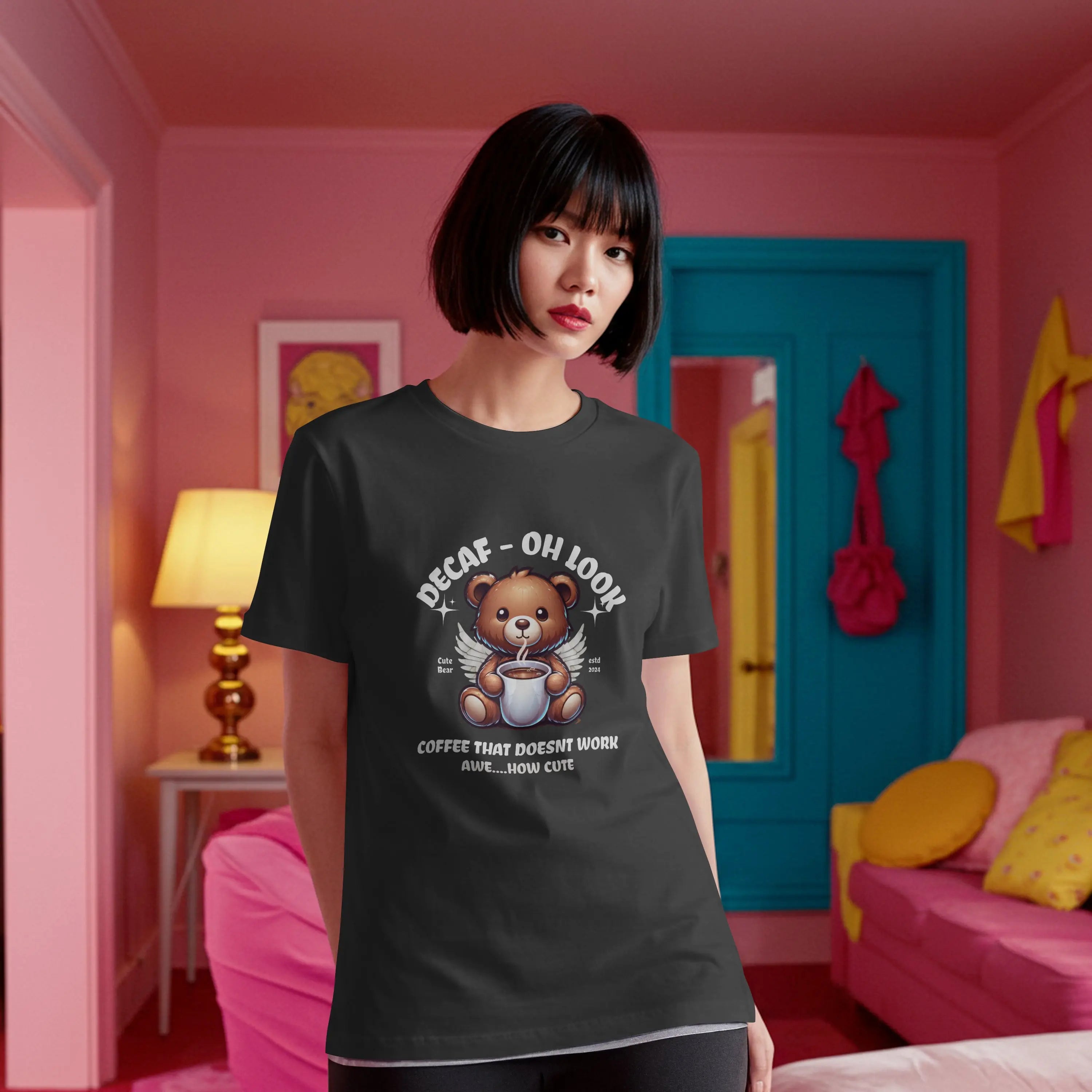 Decaf Bear Tshirt - Coffee that doesn't work - Cute Teddy Bear Tee Printify