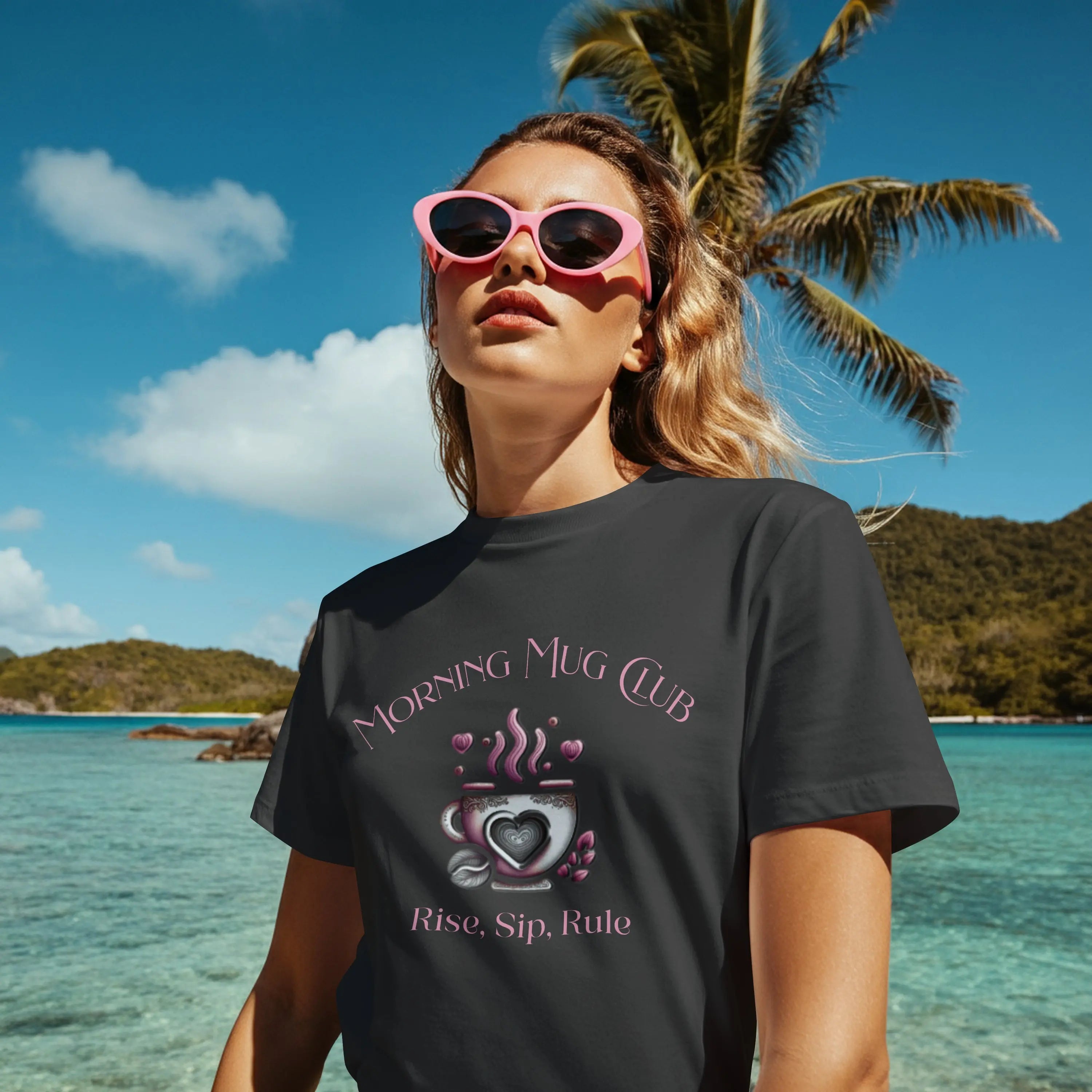 Rise Sip Rule Tshirt- Monrning Mug Club Collection - Boho Morning Mug Club T-Shirt Printify