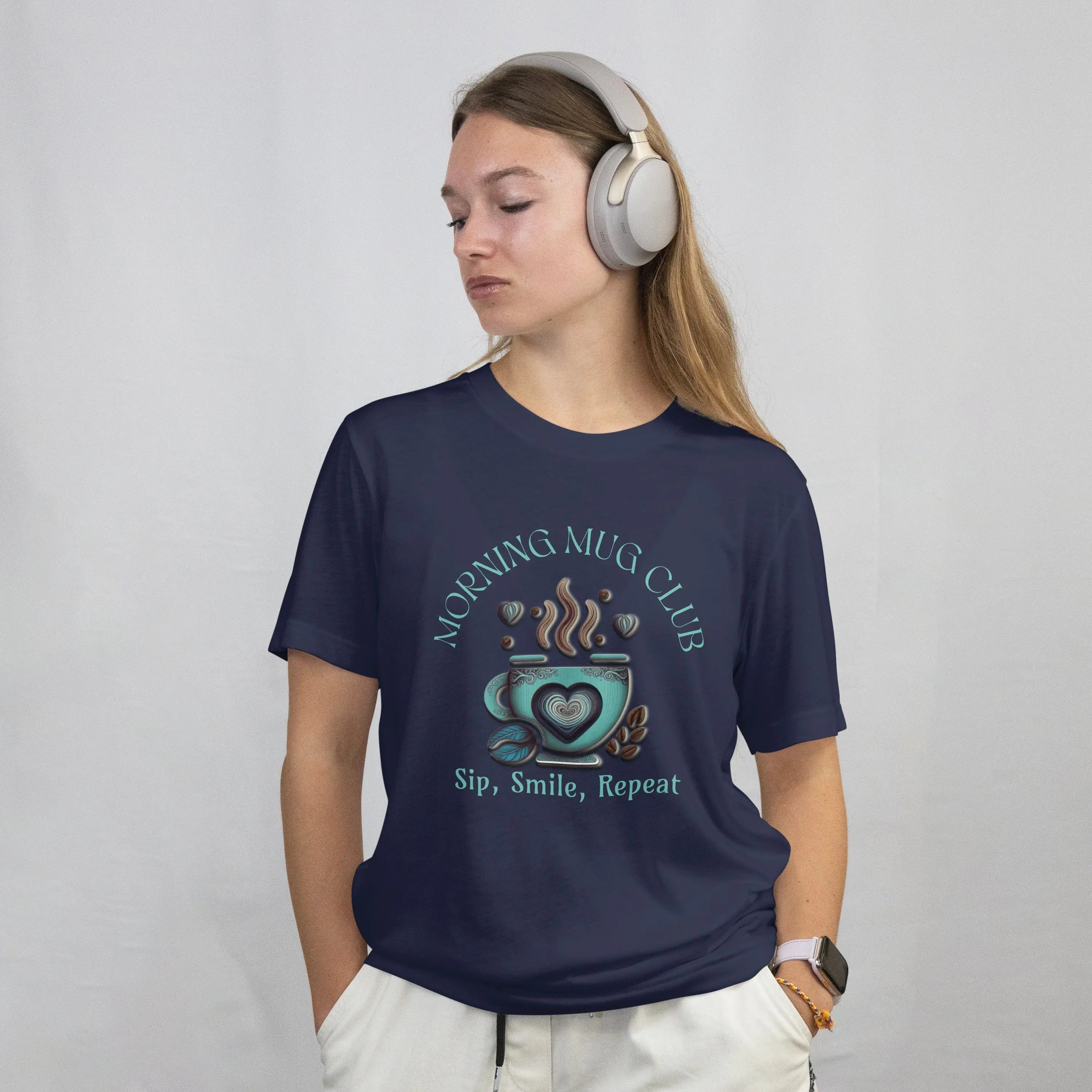 Sip, Smile, Repeat Tshirt - Morning Mug Club - Boho Style Coffee Mug Tee Printify