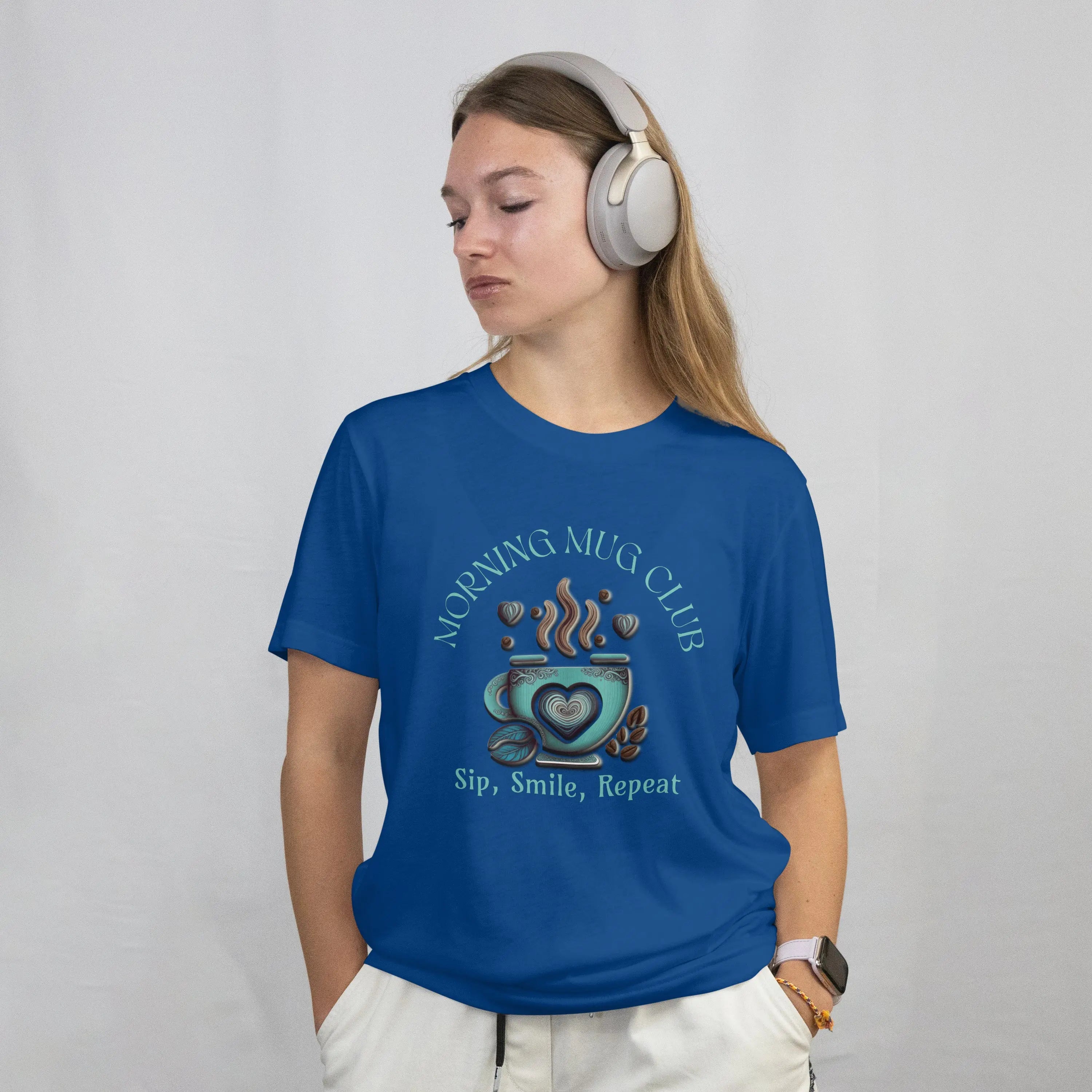 Sip, Smile, Repeat Tshirt - Morning Mug Club - Boho Style Coffee Mug Tee Printify