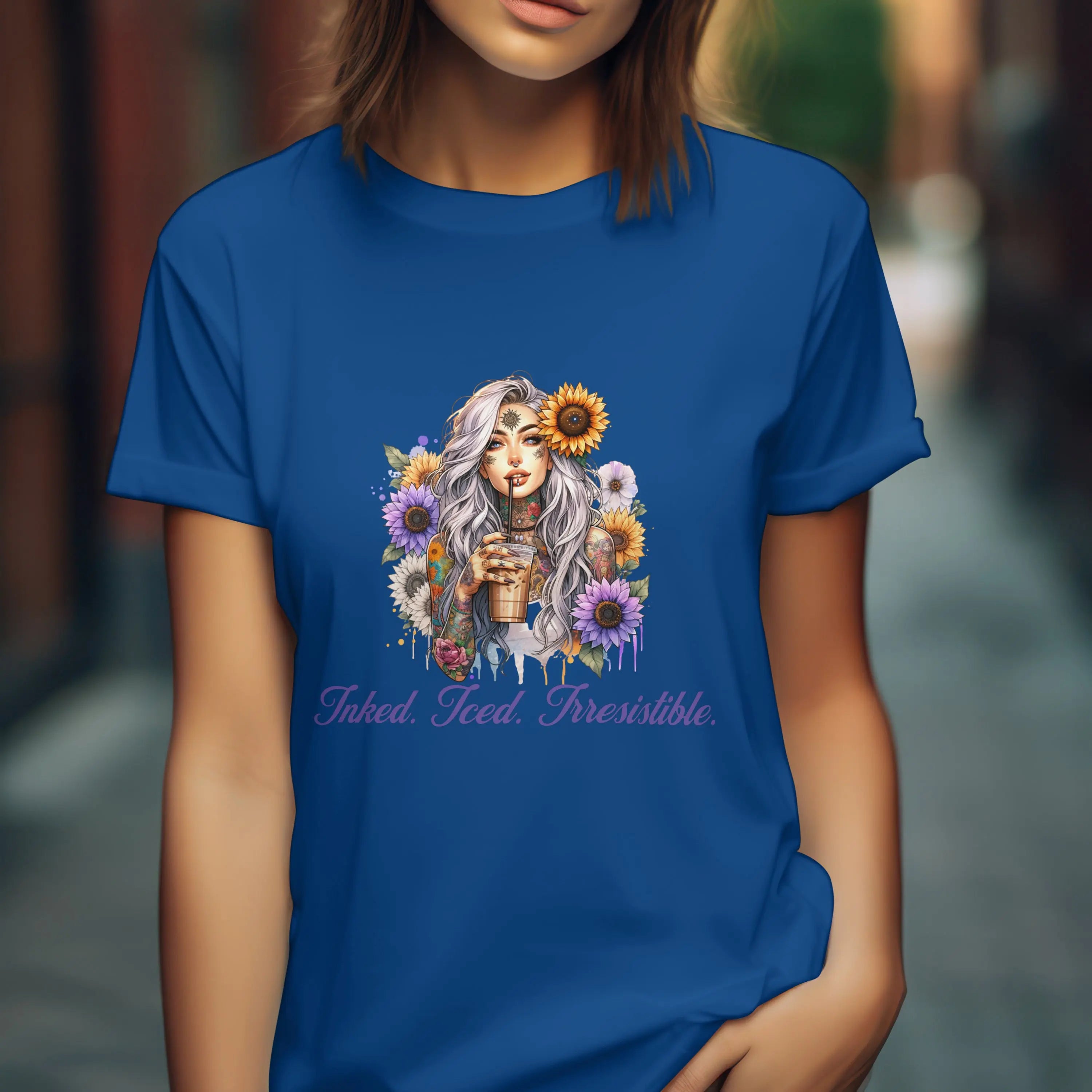 Irresistible Tshirt - Sunflower Tattoo Woman Coffee Tee Printify