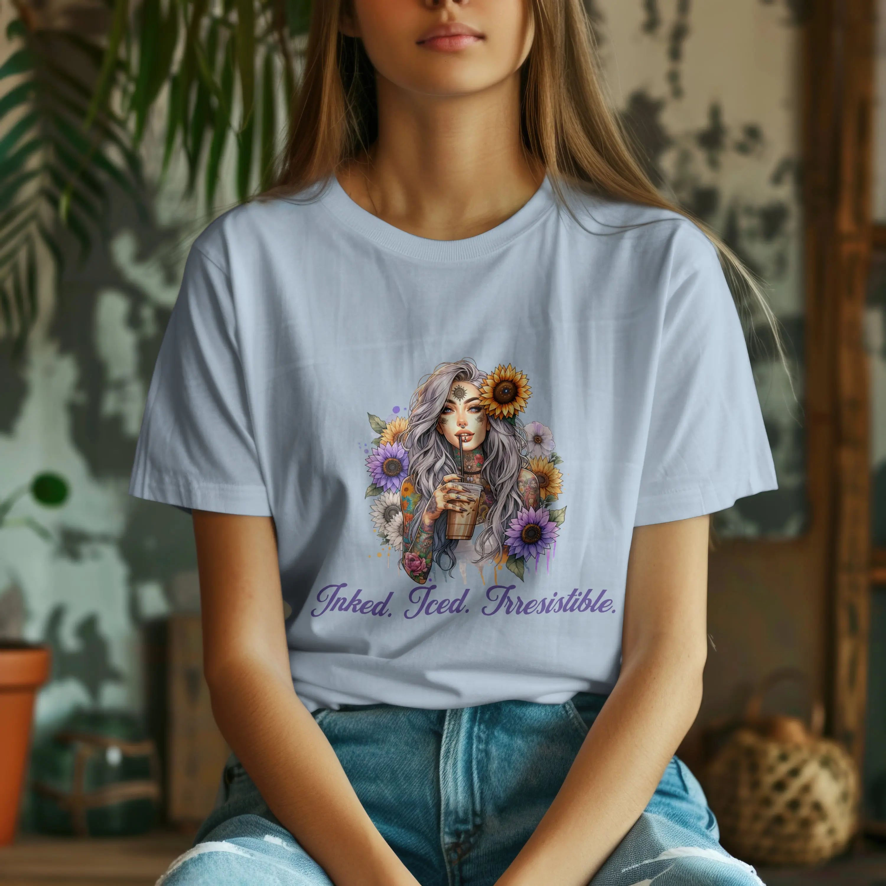 Irresistible Tshirt - Sunflower Tattoo Woman Coffee Tee Printify