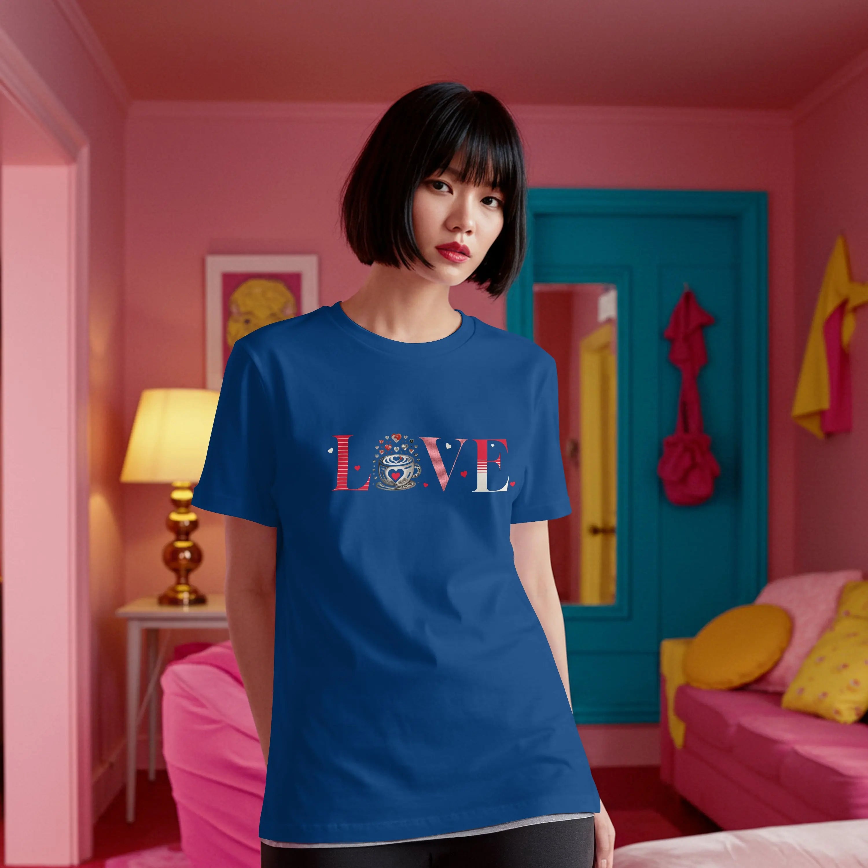 Coffee Love T-Shirt – “LOVE” with Coffee Cup Design Printify
