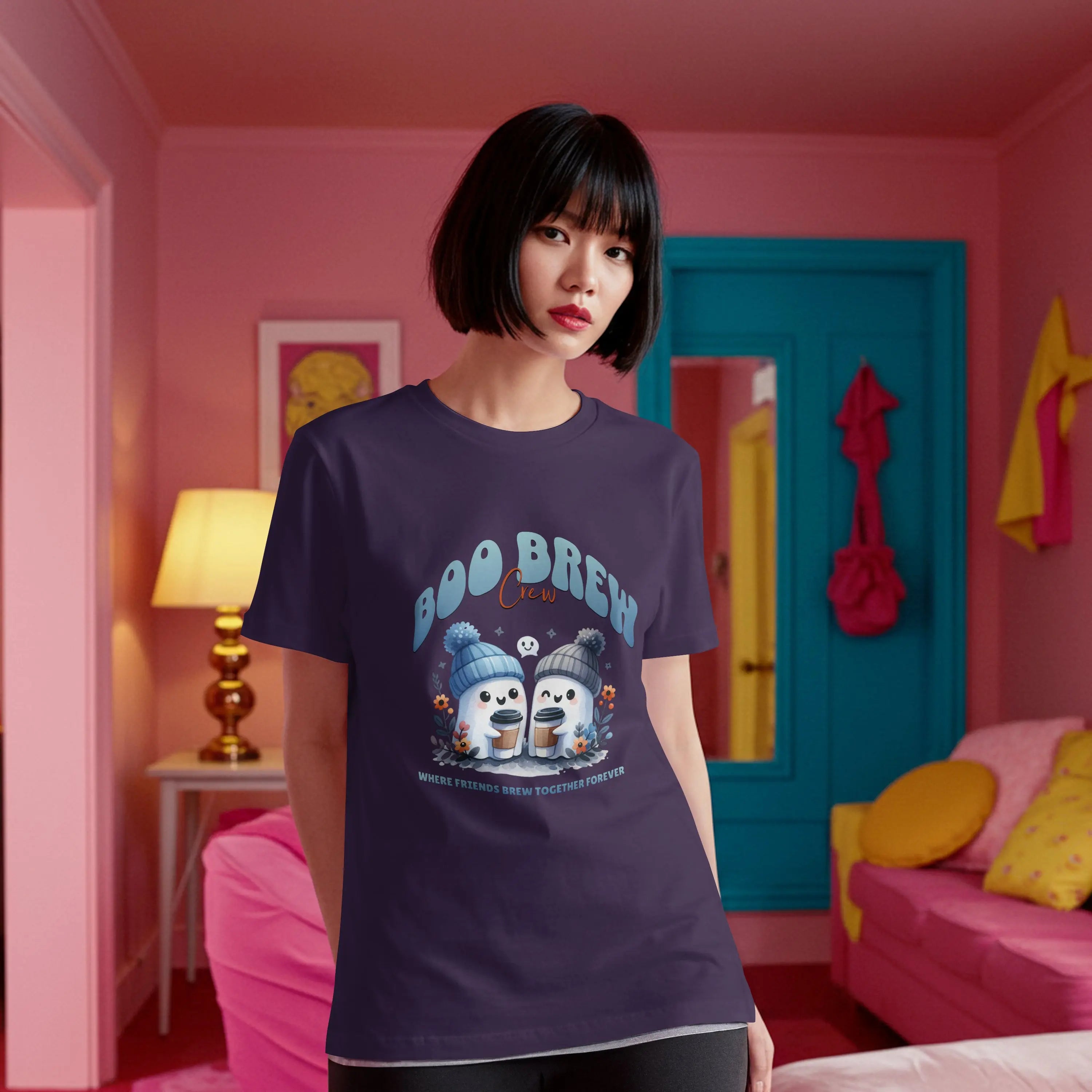 Boo Brew Crew T-Shirt - Cute Ghost Coffee tee Printify