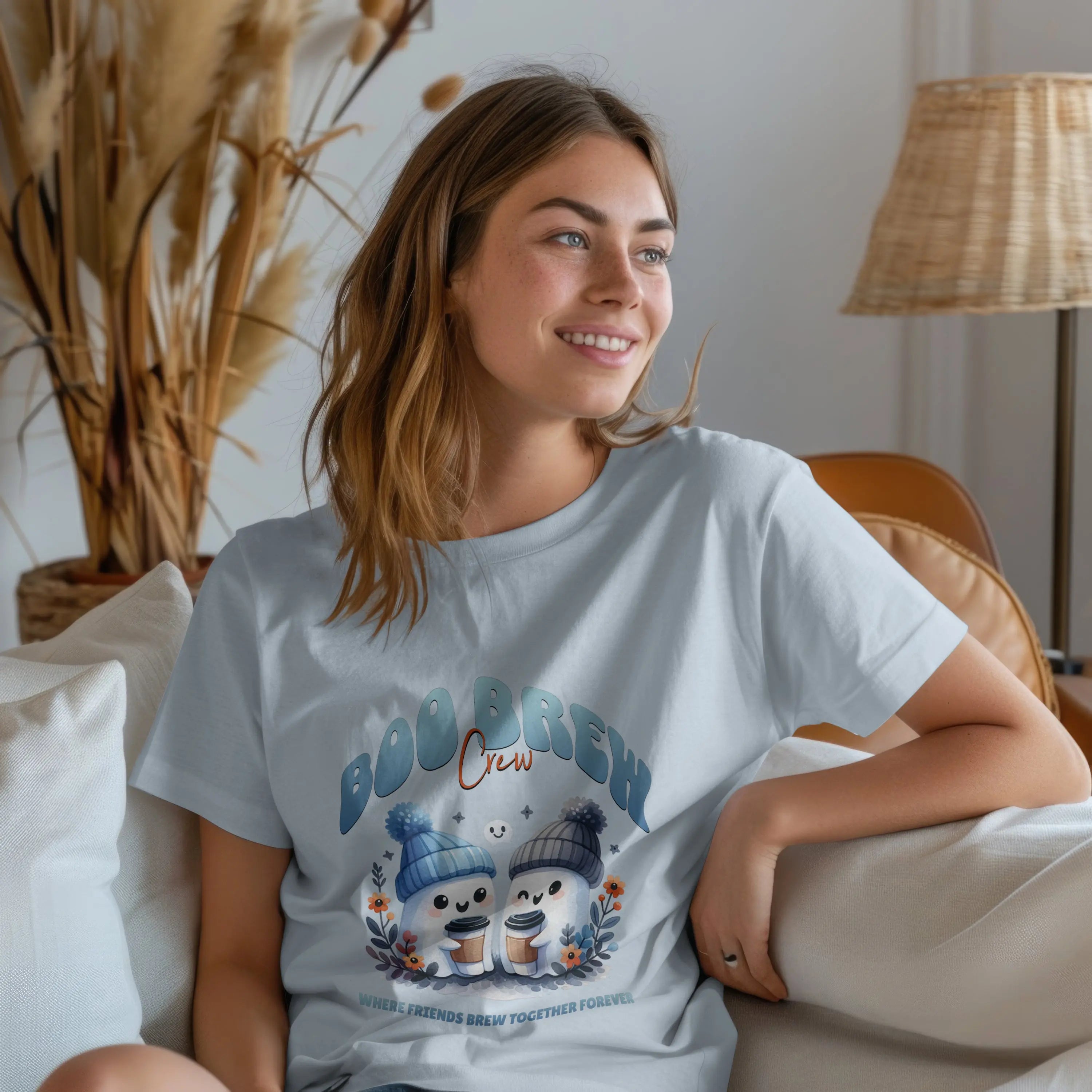Boo Brew Crew T-Shirt - Cute Ghost Coffee tee Printify