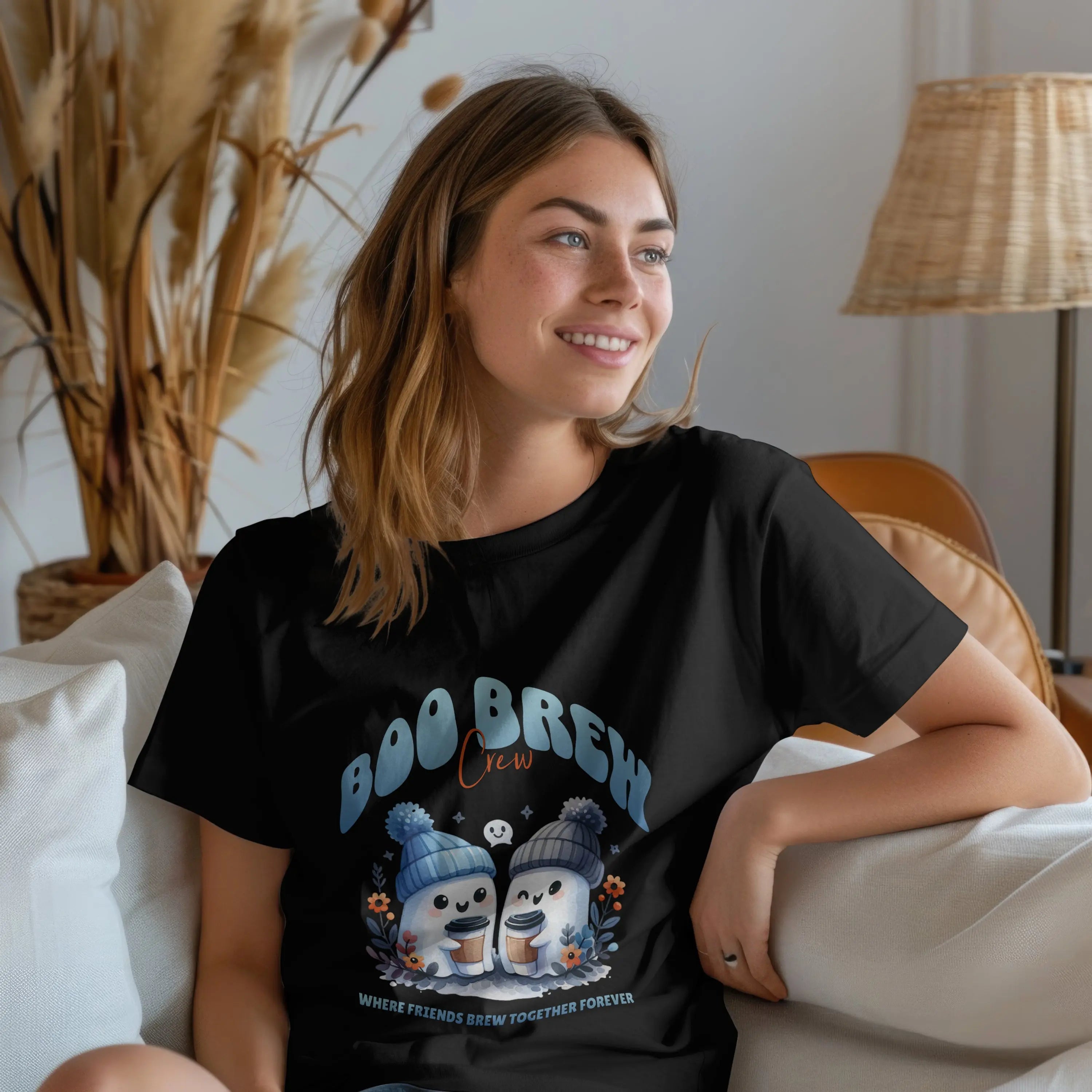 Boo Brew Crew T-Shirt - Cute Ghost Coffee tee Printify