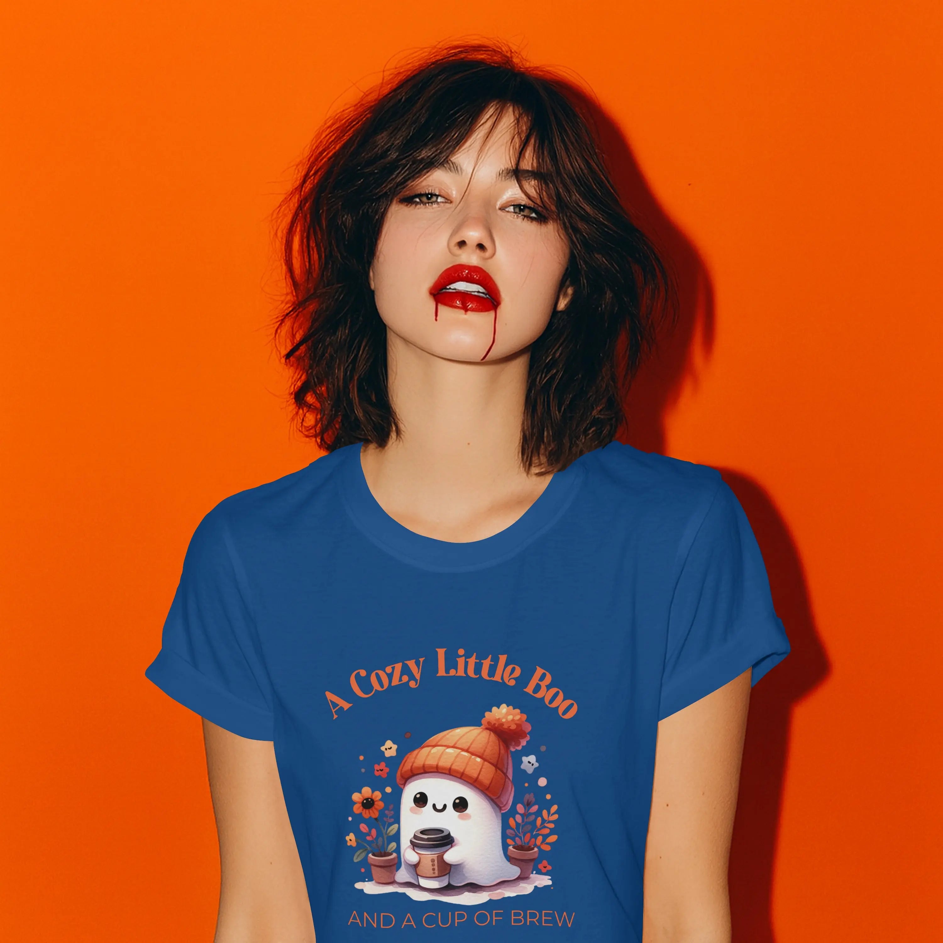 Cozy Little Boo T-Shirt – “A Cozy Little Boo and a Cup of Brew” Printify